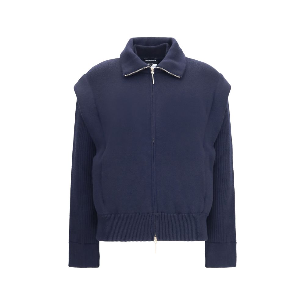 Giorgio Armani Blue Wool Oves Aries Bomber