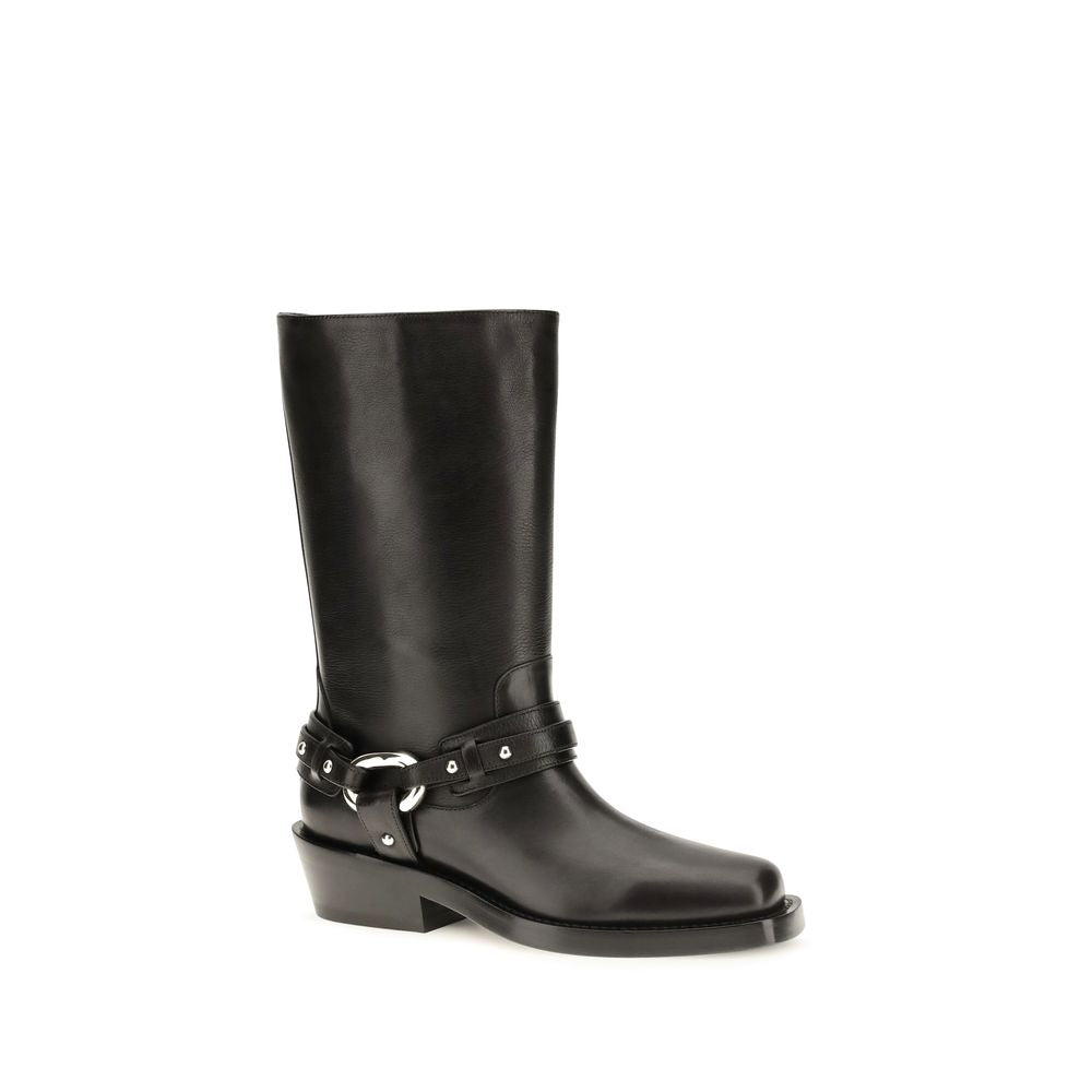 Rabanne Black Calf Leather Bos Taurus Flat Boots