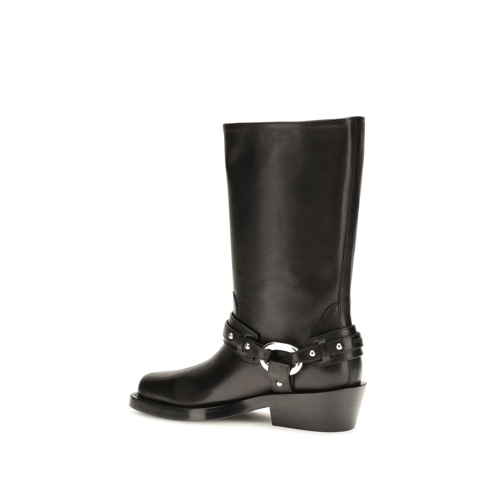 Rabanne Black Calf Leather Bos Taurus Flat Boots