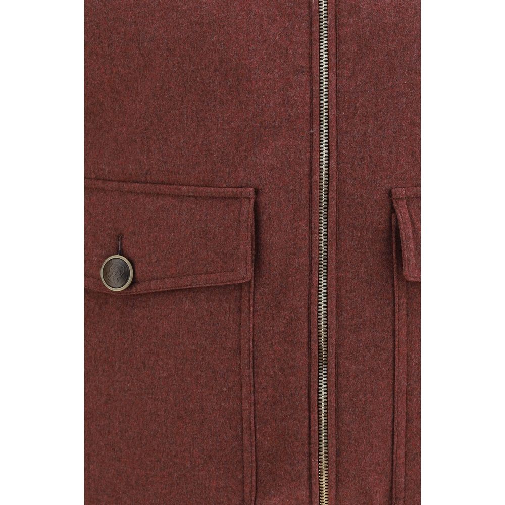 Brunello Cucinelli Bordeaux Wool Oves Aries Sleeveless Jacket