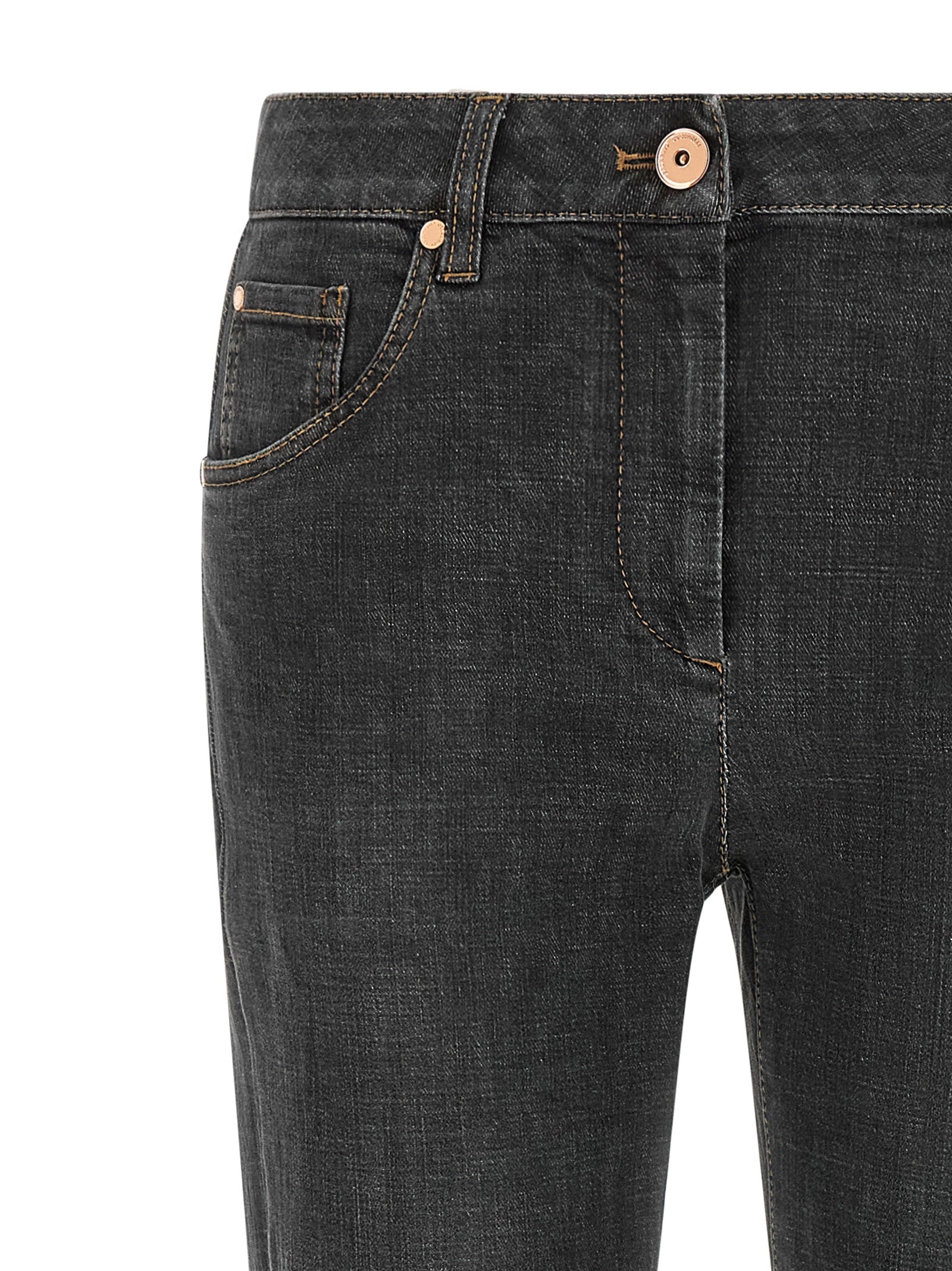 Brunello Cucinelli Gray Cotton Slim Fit Jeans