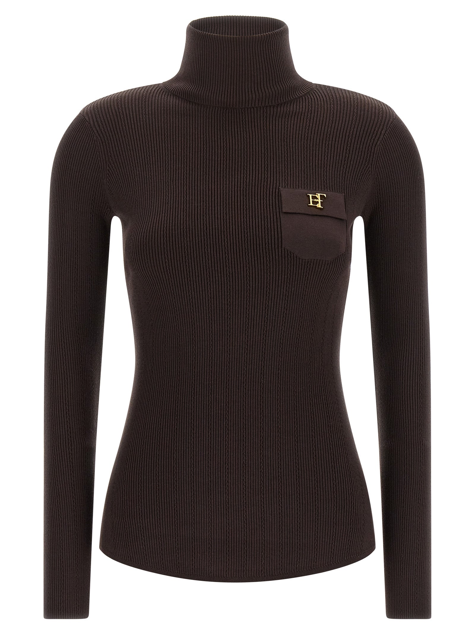 Elisabetta Franchi Brown Lycra Cardigan