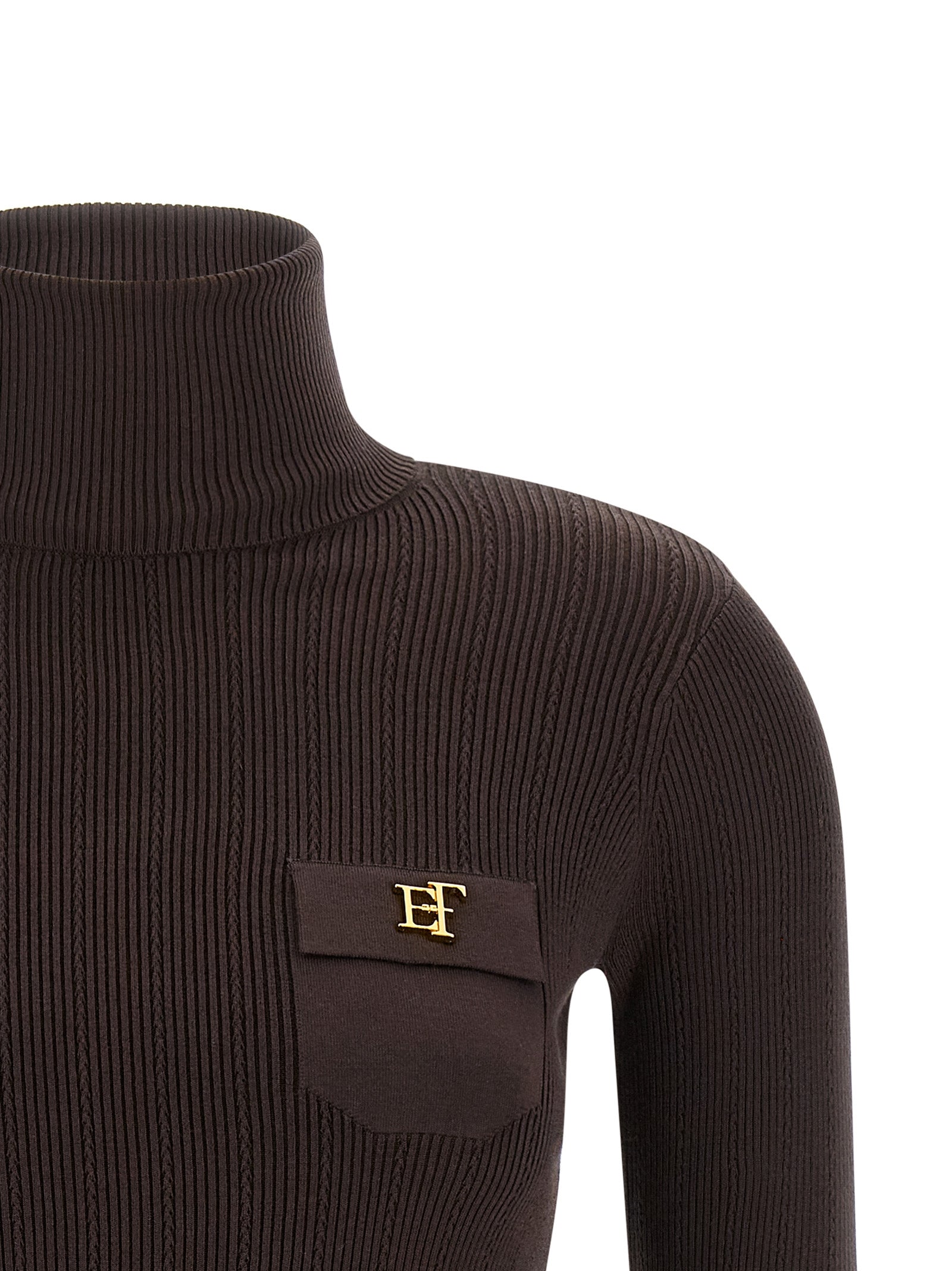 Elisabetta Franchi Brown Lycra Cardigan