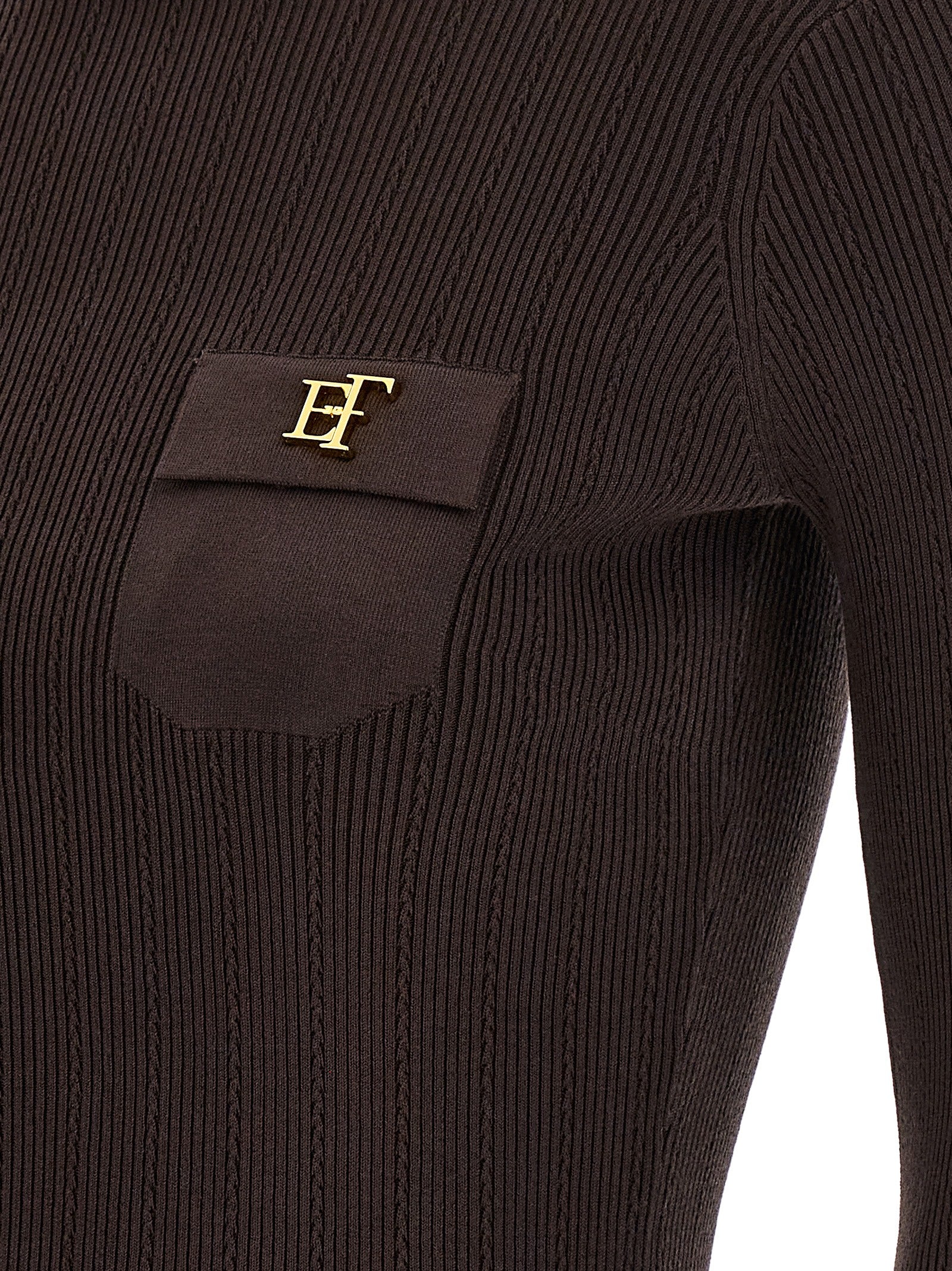 Elisabetta Franchi Brown Lycra Cardigan