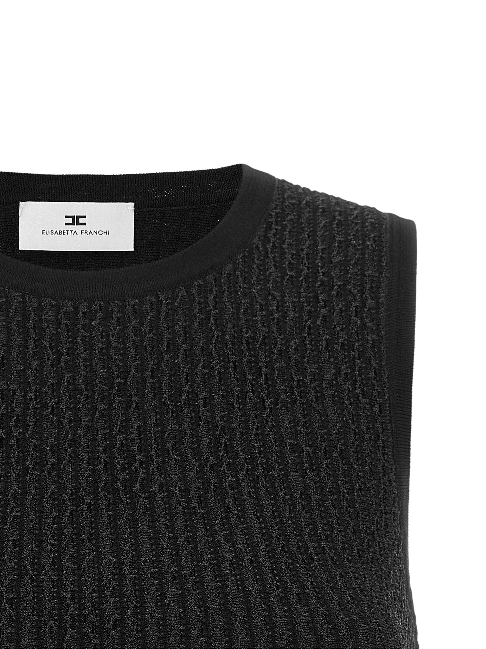 Elisabetta Franchi Black Viscose Sleeveles T-Shirt