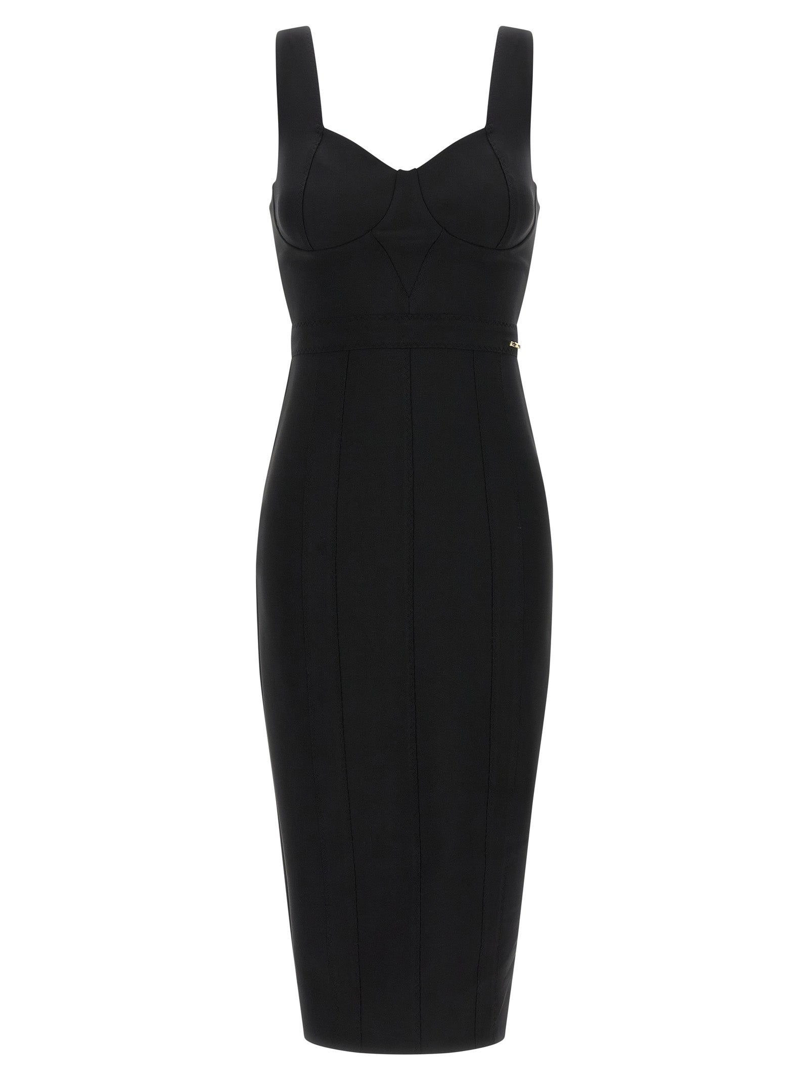 Elisabetta Franchi Black Polyamide Midi Dress