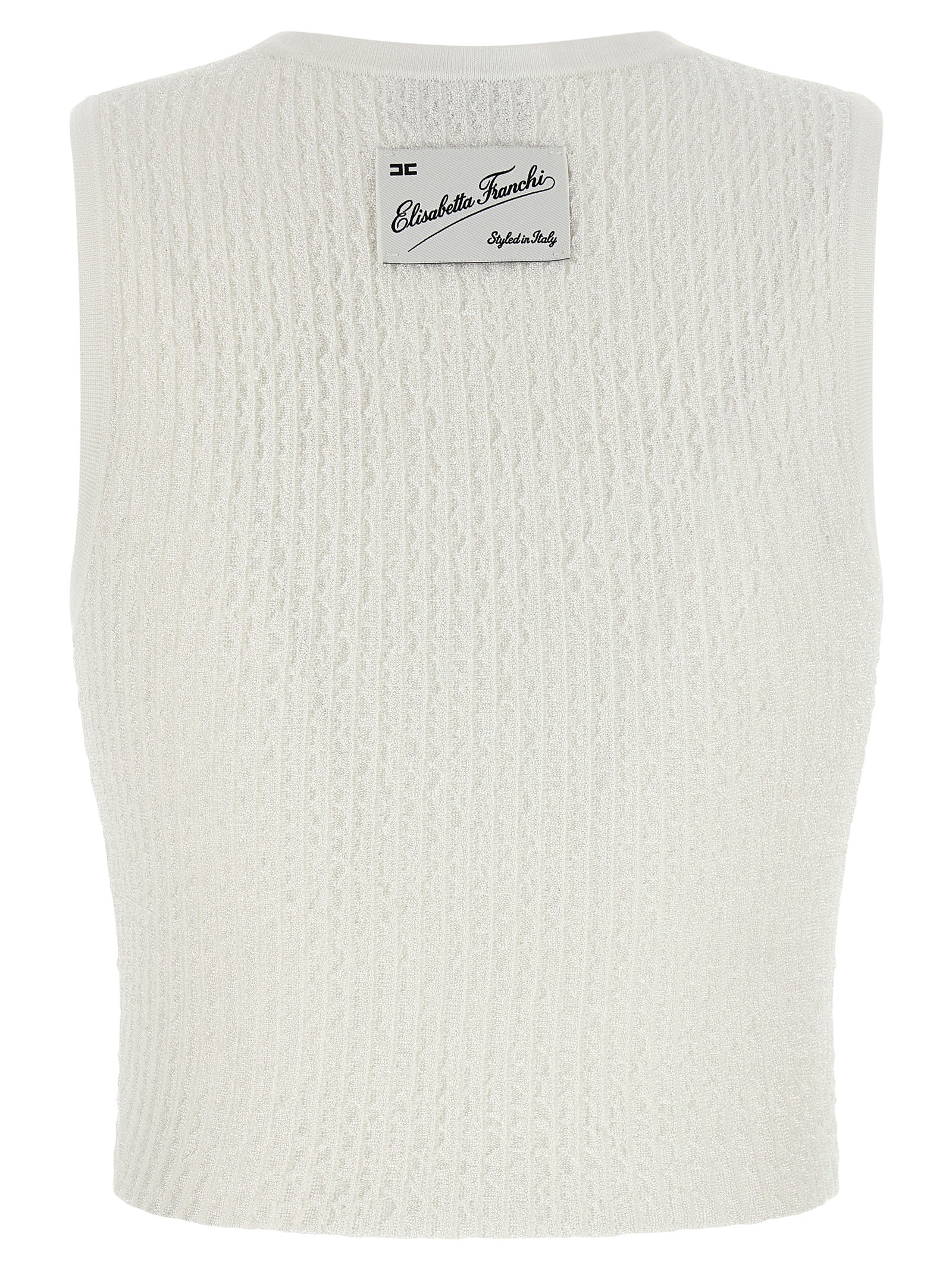 Elisabetta Franchi White Viscose Sleeveles T-Shirt