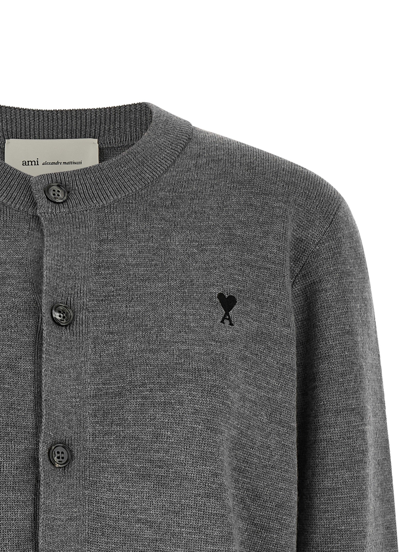 Ami Paris Gray Wool Cardigan