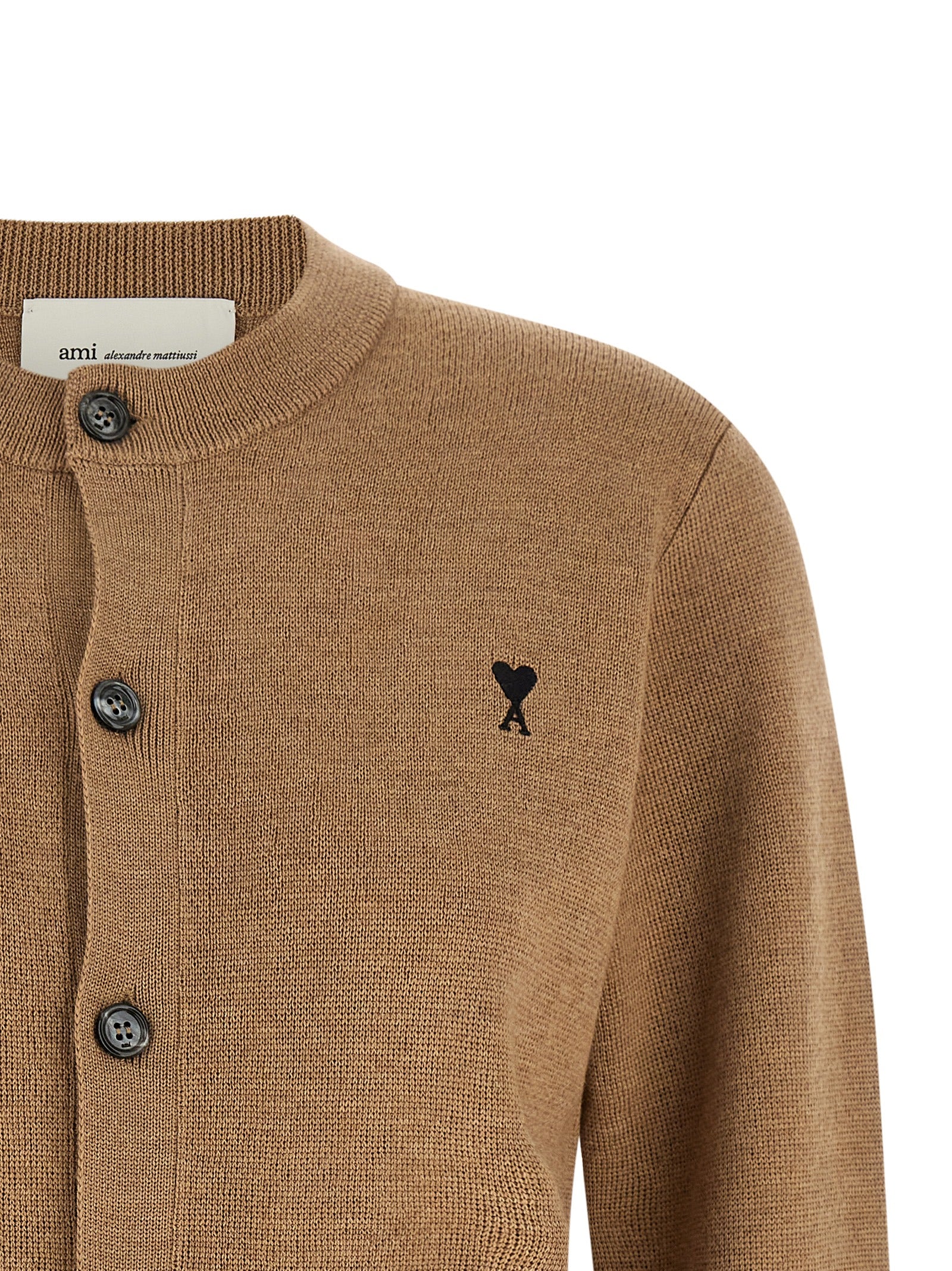 Ami Paris Beige Wool Cardigan