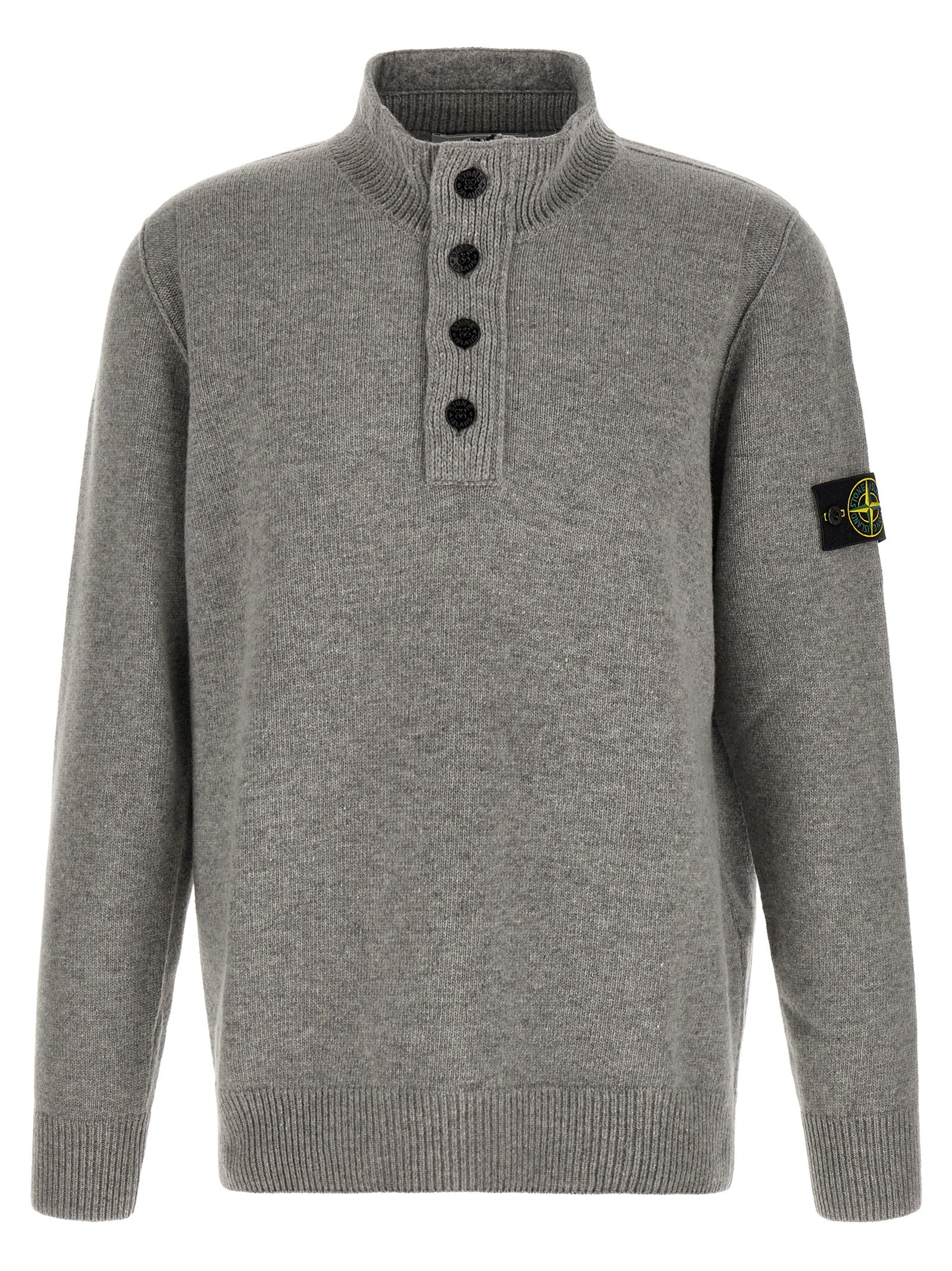 Stone Island Gray Virgin Wool Cardigan