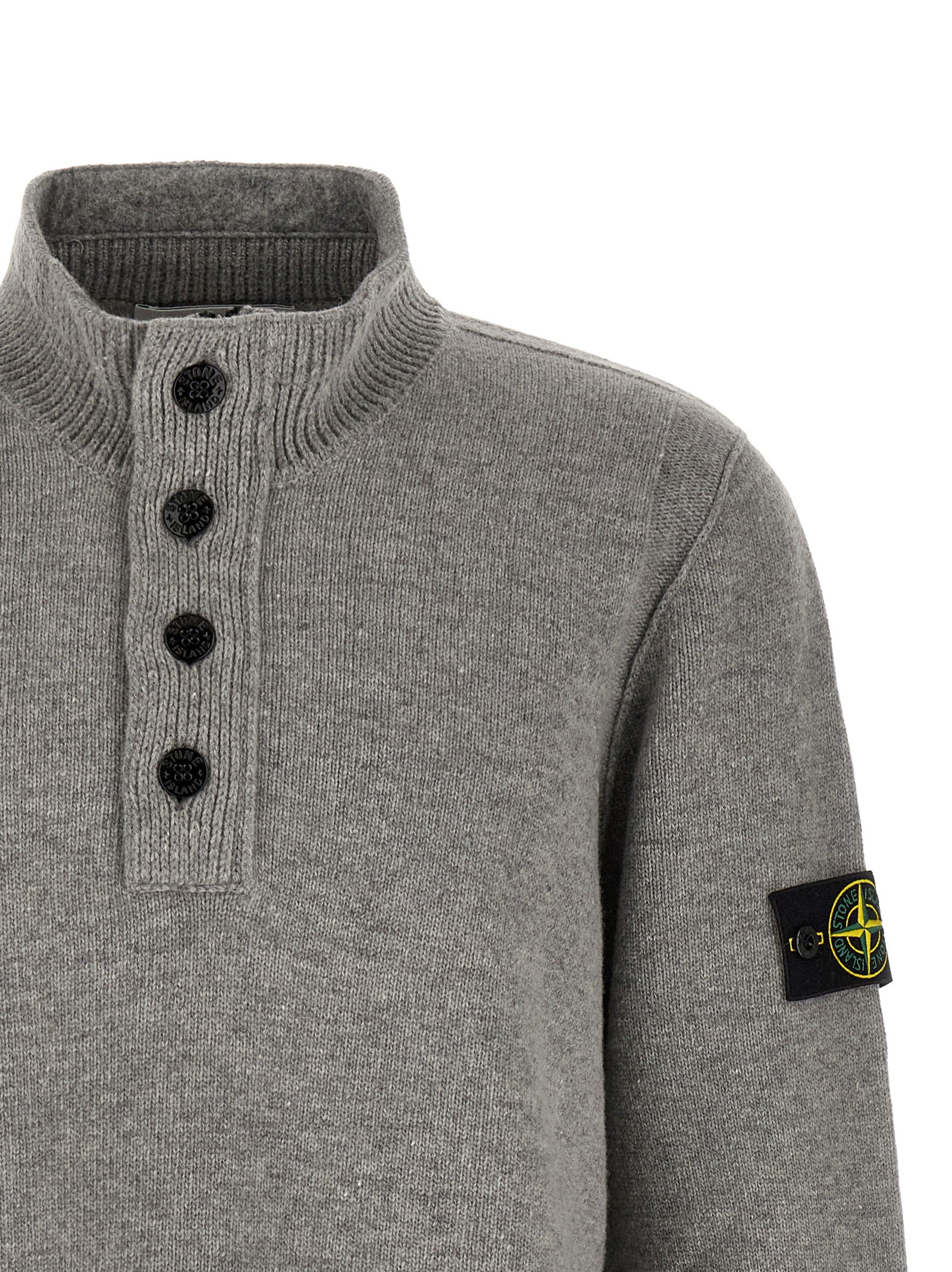 Stone Island Gray Virgin Wool Cardigan