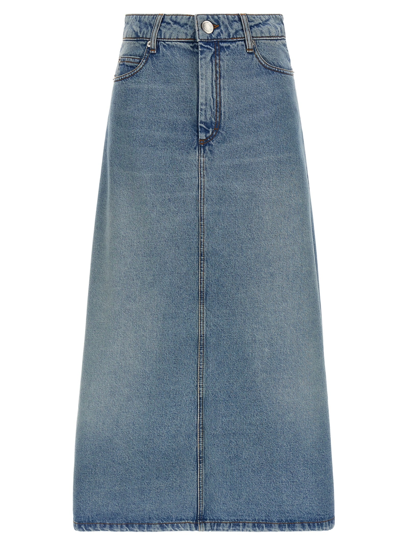 Ami Paris Blue Cotton Midi Skirt
