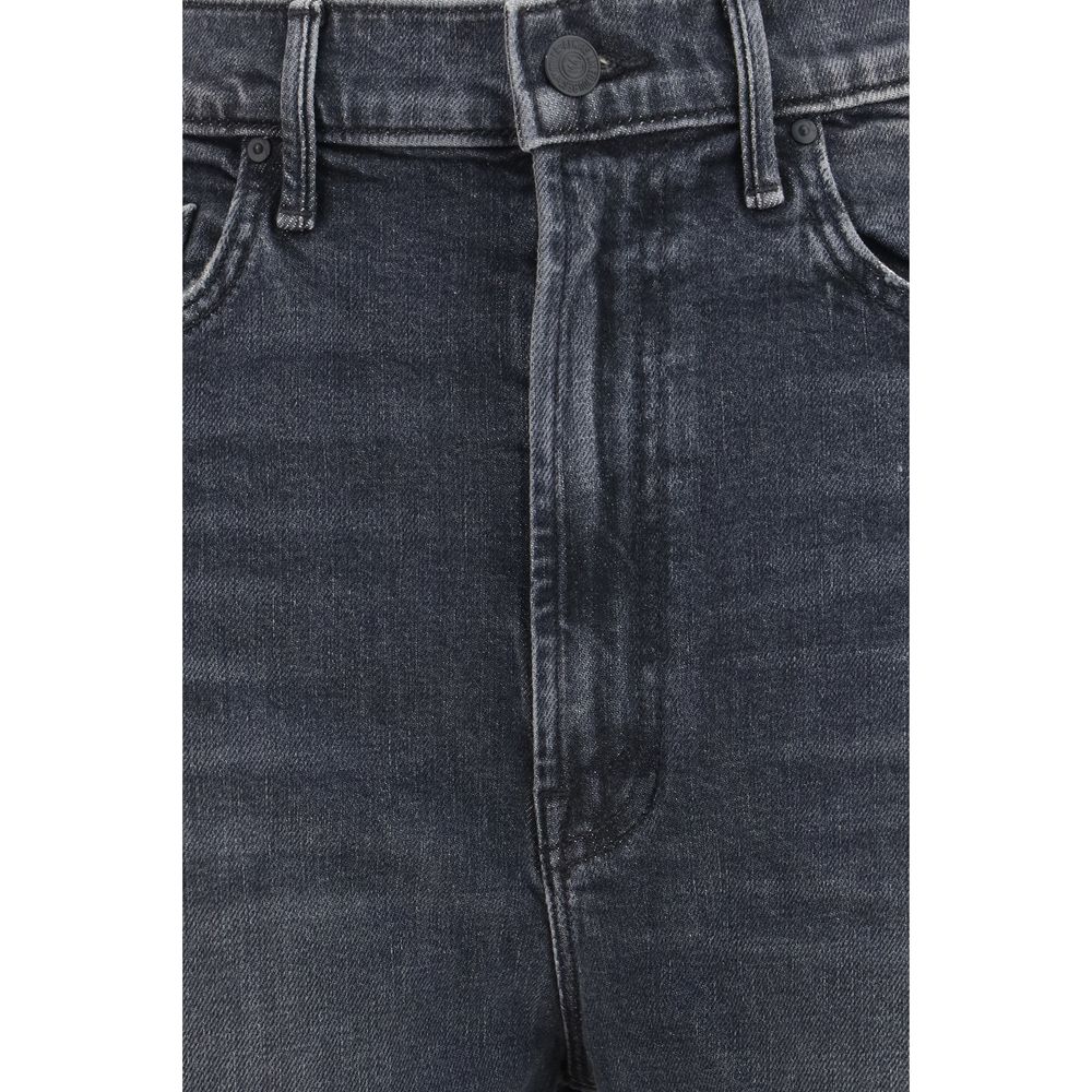 Mother Denim Black Cotton Cropped Jeans
