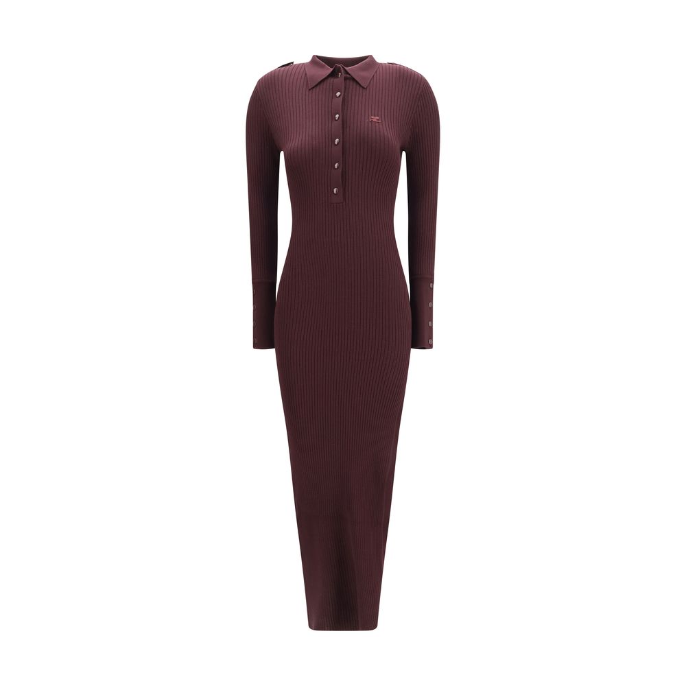 Courrèges Bordeaux Viscose Casual Dress