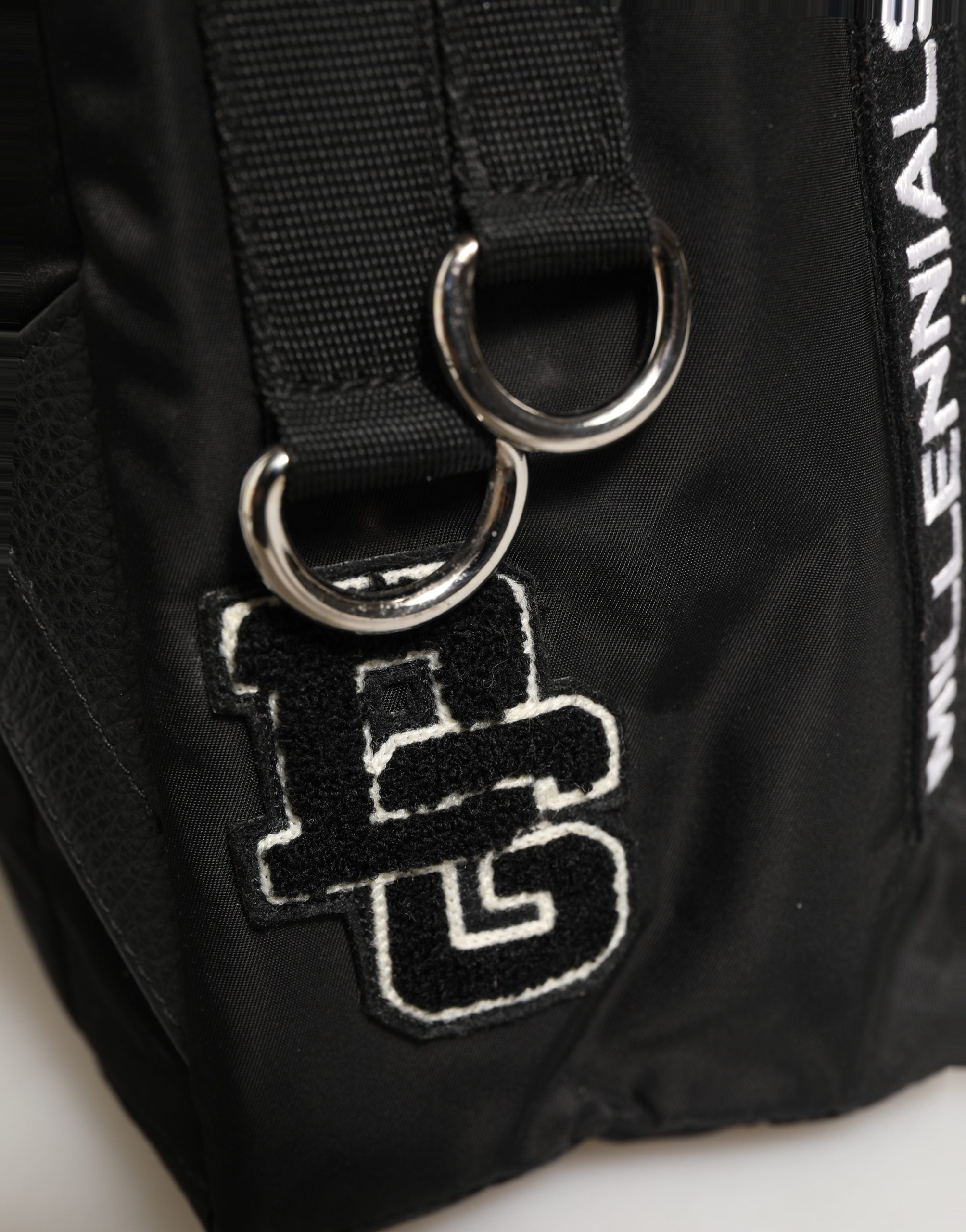 Dolce & Gabbana Men Black #DG LOVE Logo Patches Nylon Backpack Bag