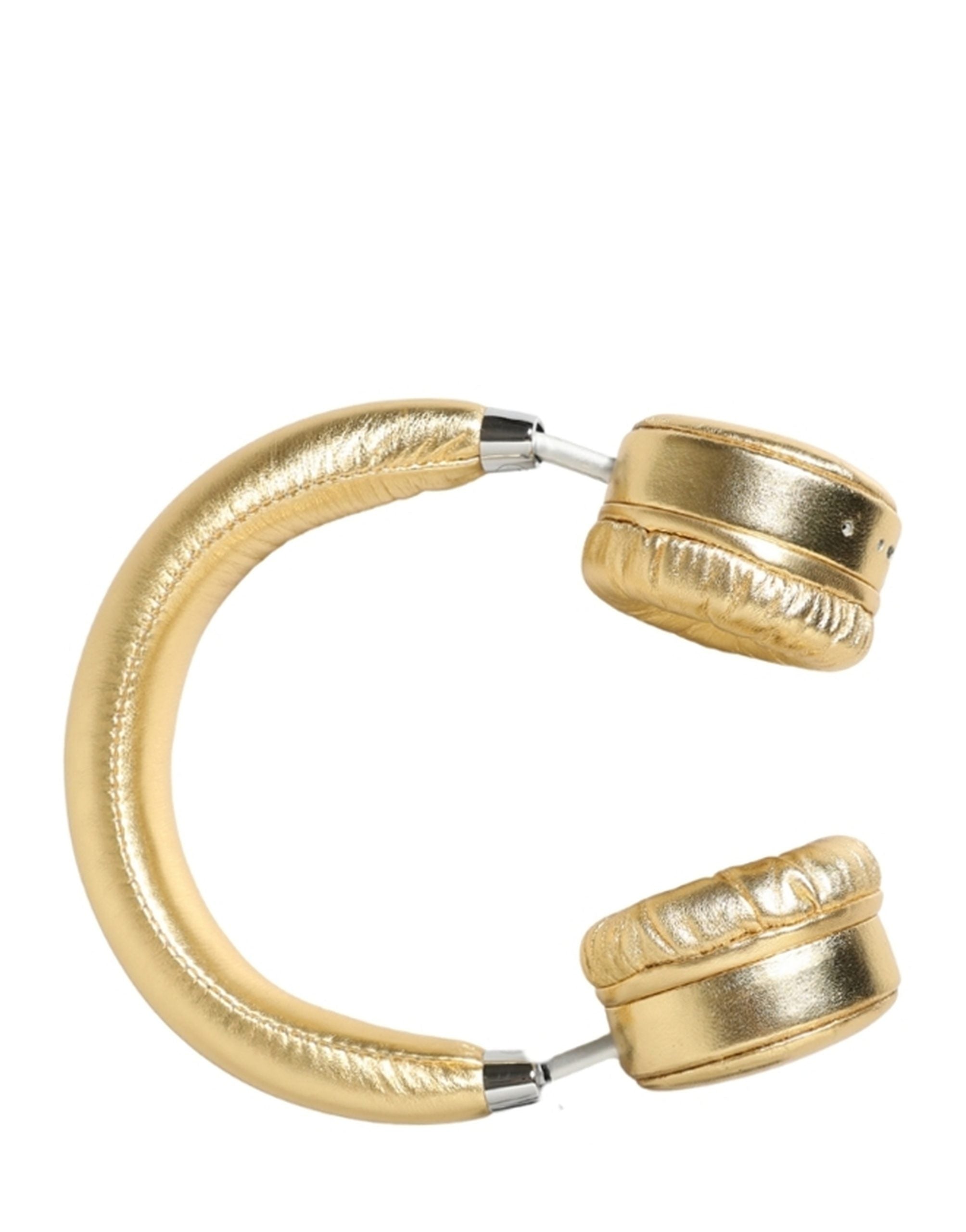 Dolce & Gabbana Women Gold Leather Wireless On-Ear Headset Headphones