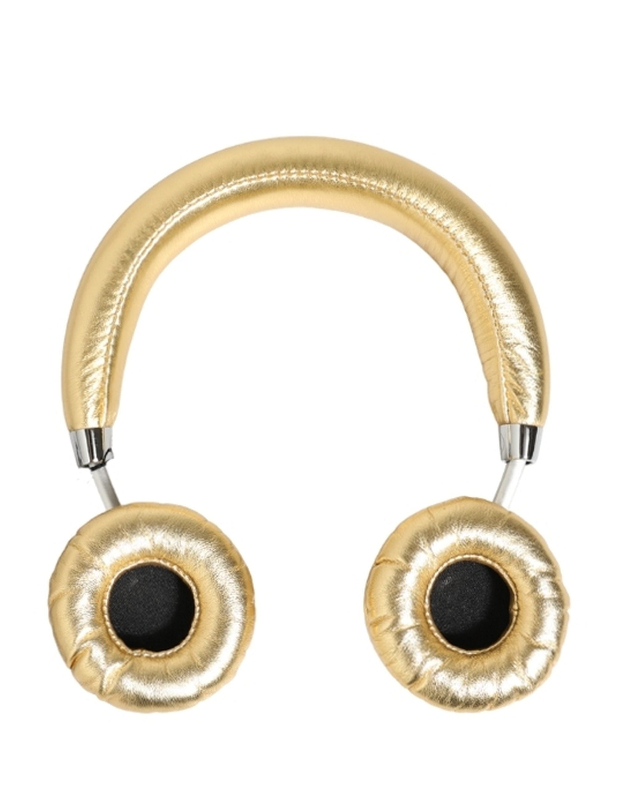 Dolce & Gabbana Women Gold Leather Wireless On-Ear Headset Headphones