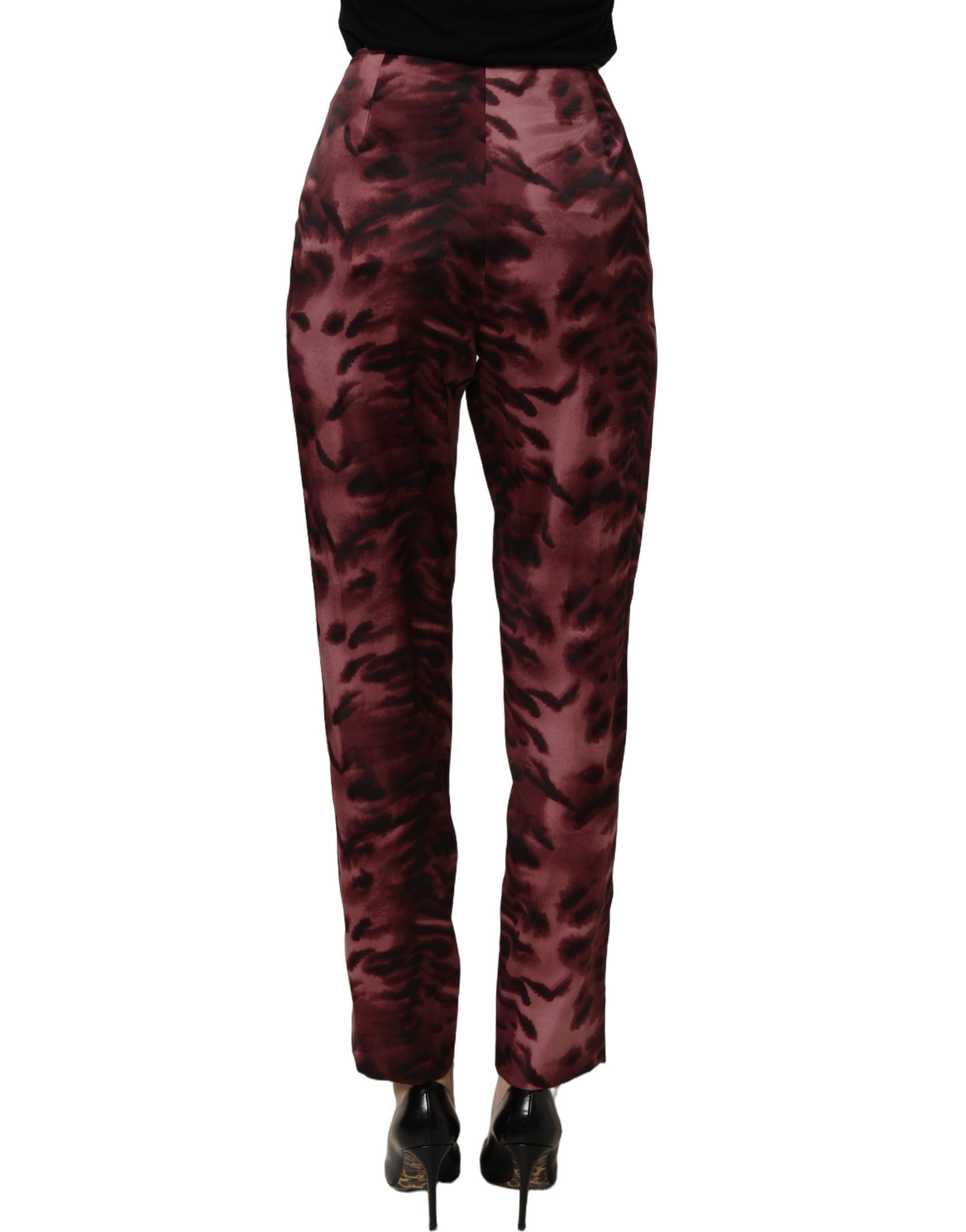 BENCIVENGA Burgundy High Waist Patterned Straight Trouser Pants