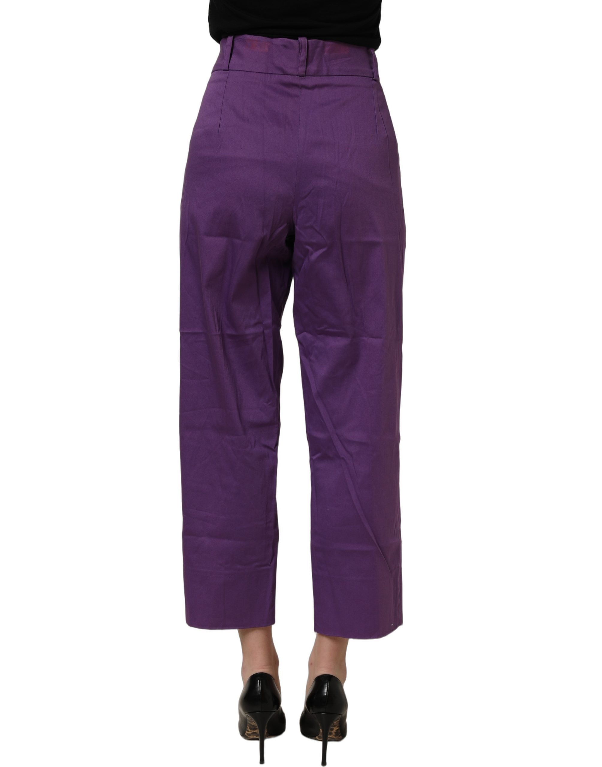 BENCIVENGA Violet Cotton Stretch High Waist Cropped Trouser Pants