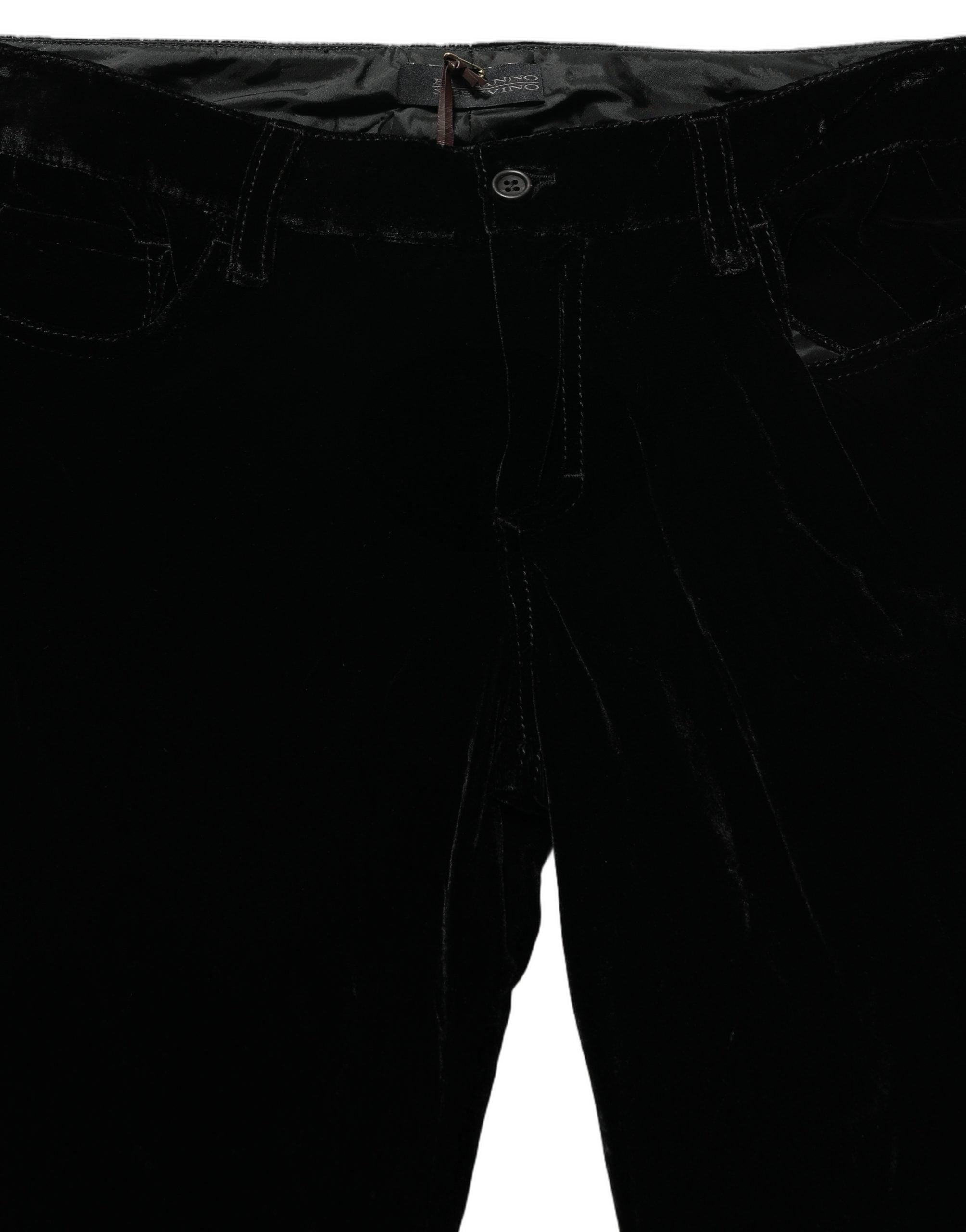Ermanno Scervino Black Viscose Blend Velvet Slim Fit Pants