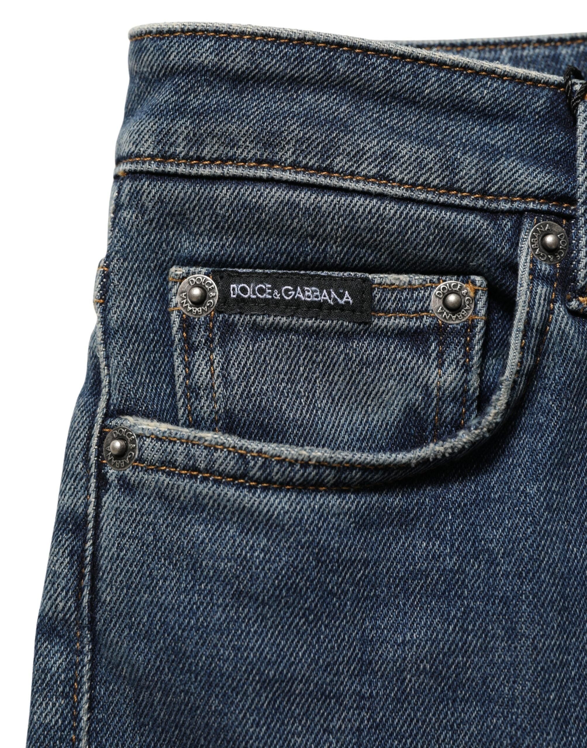 Dolce & Gabbana Blue Cotton Stretch Skinny Denim Trouser Jeans