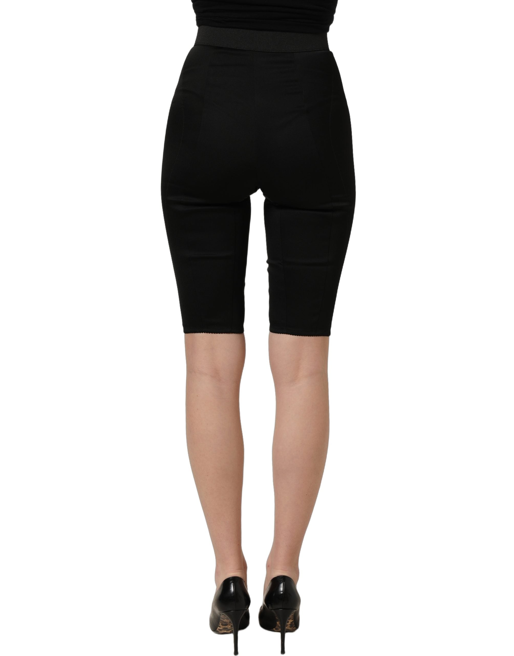 Dolce & Gabbana Black Nylon HighWaist Elastic Waistband Shorts
