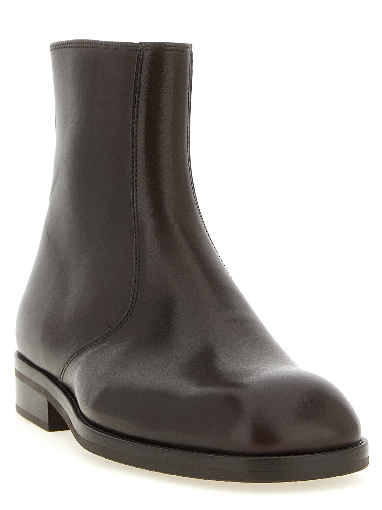 Lemaire Brown Lamb Leather Ankle Boots