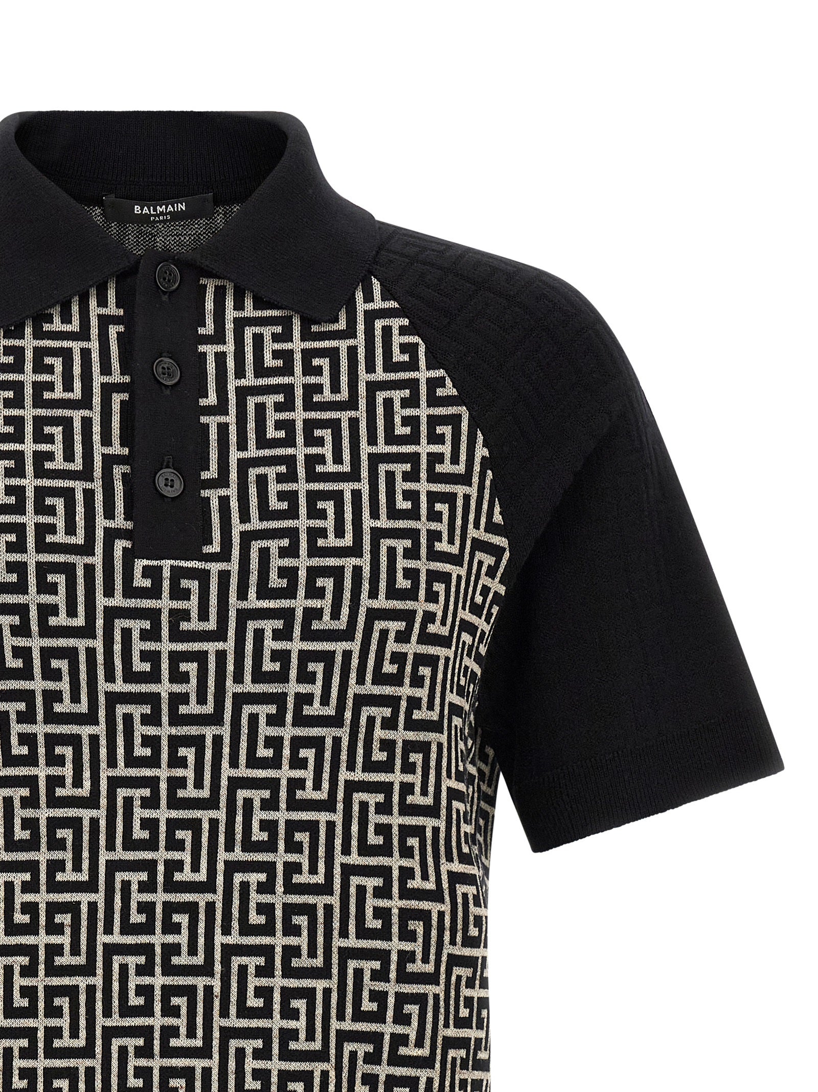 Balmain Bicolor Cotton Polo Shirt