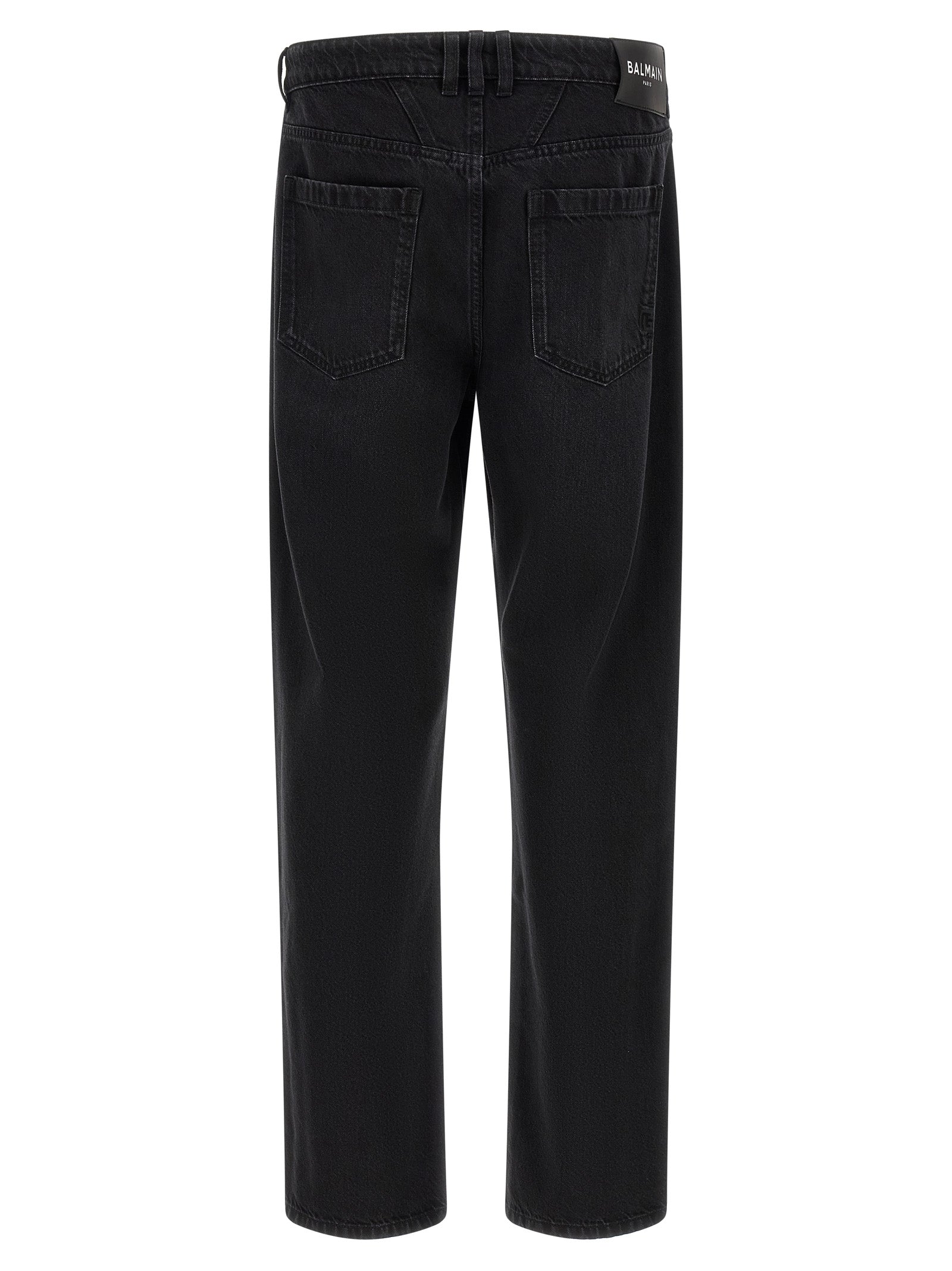 Balmain Black Cotton Straight-Leg Jeans