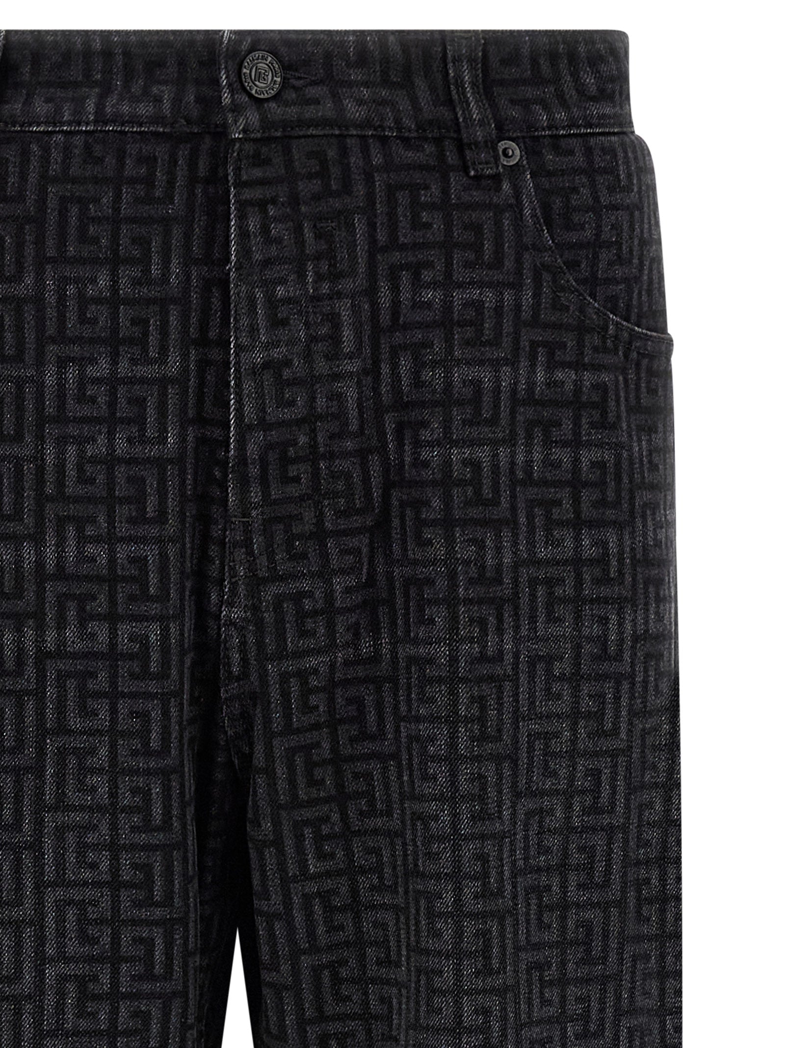 Balmain Black Cotton Straight-Leg Jeans