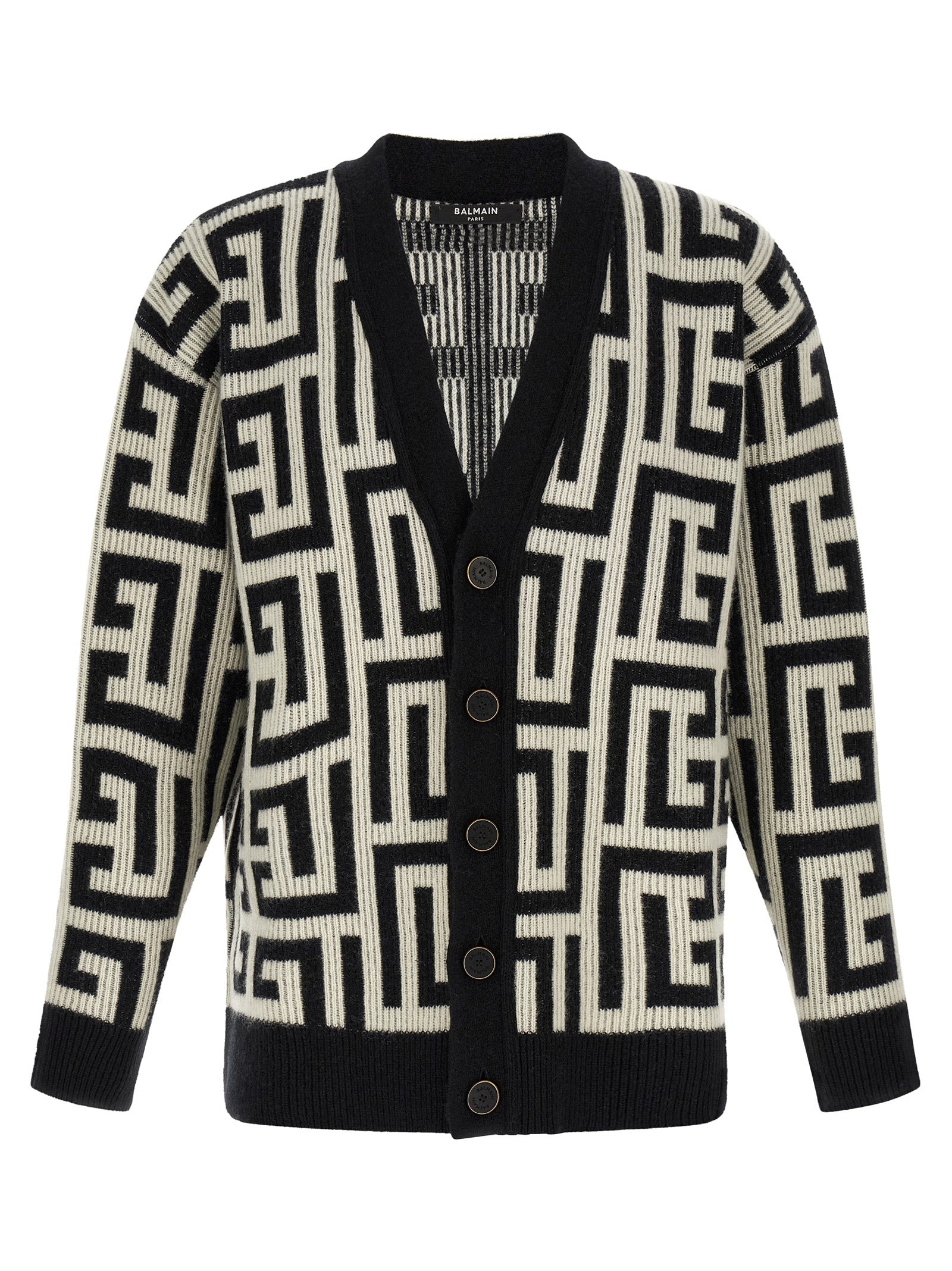 Balmain Bicolor Merino Wool Cardigan
