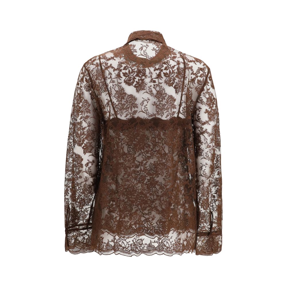 Ermanno Scervino Brown Polyester Pattern Shirt