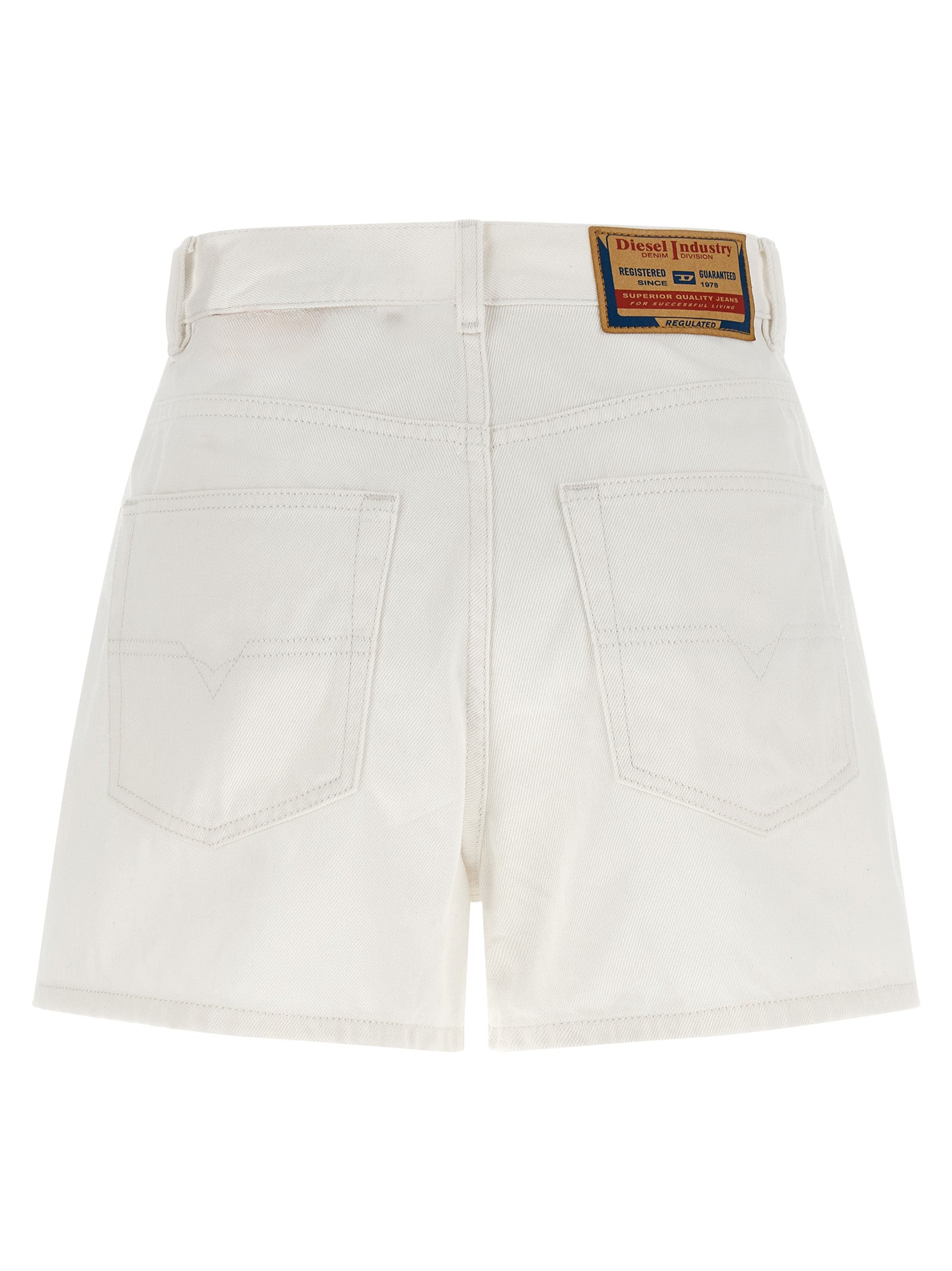Diesel White Cotton Bermuda Shorts