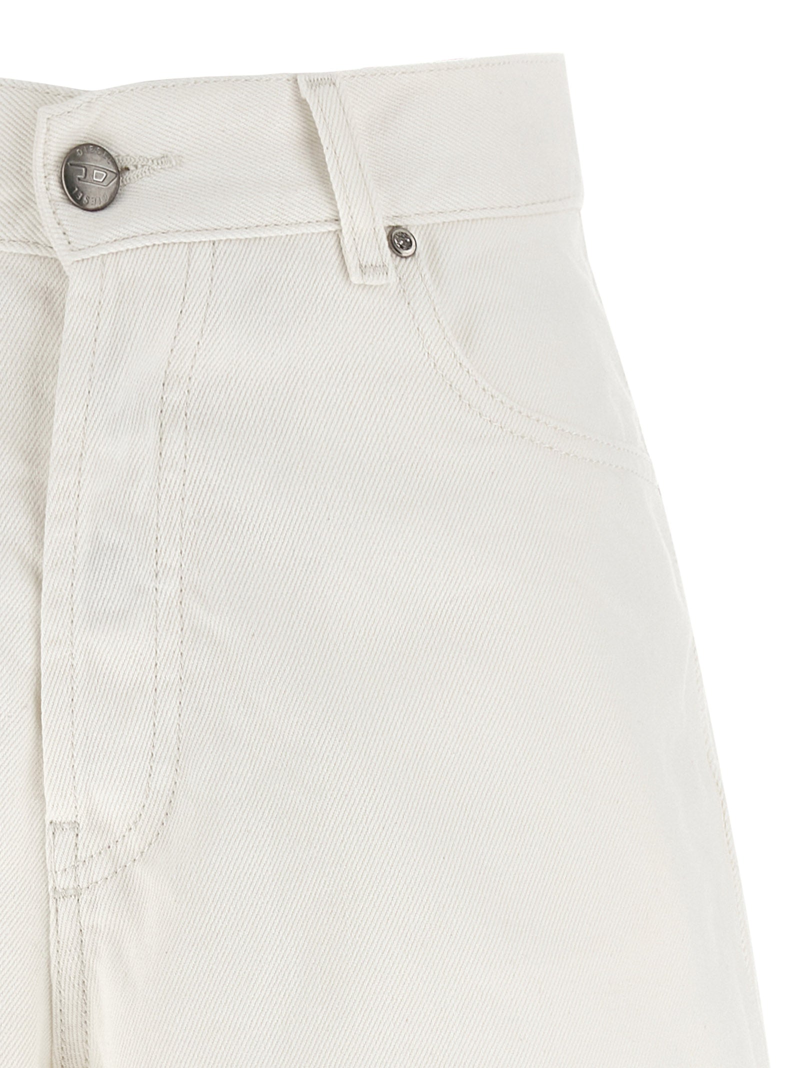 Diesel White Cotton Bermuda Shorts
