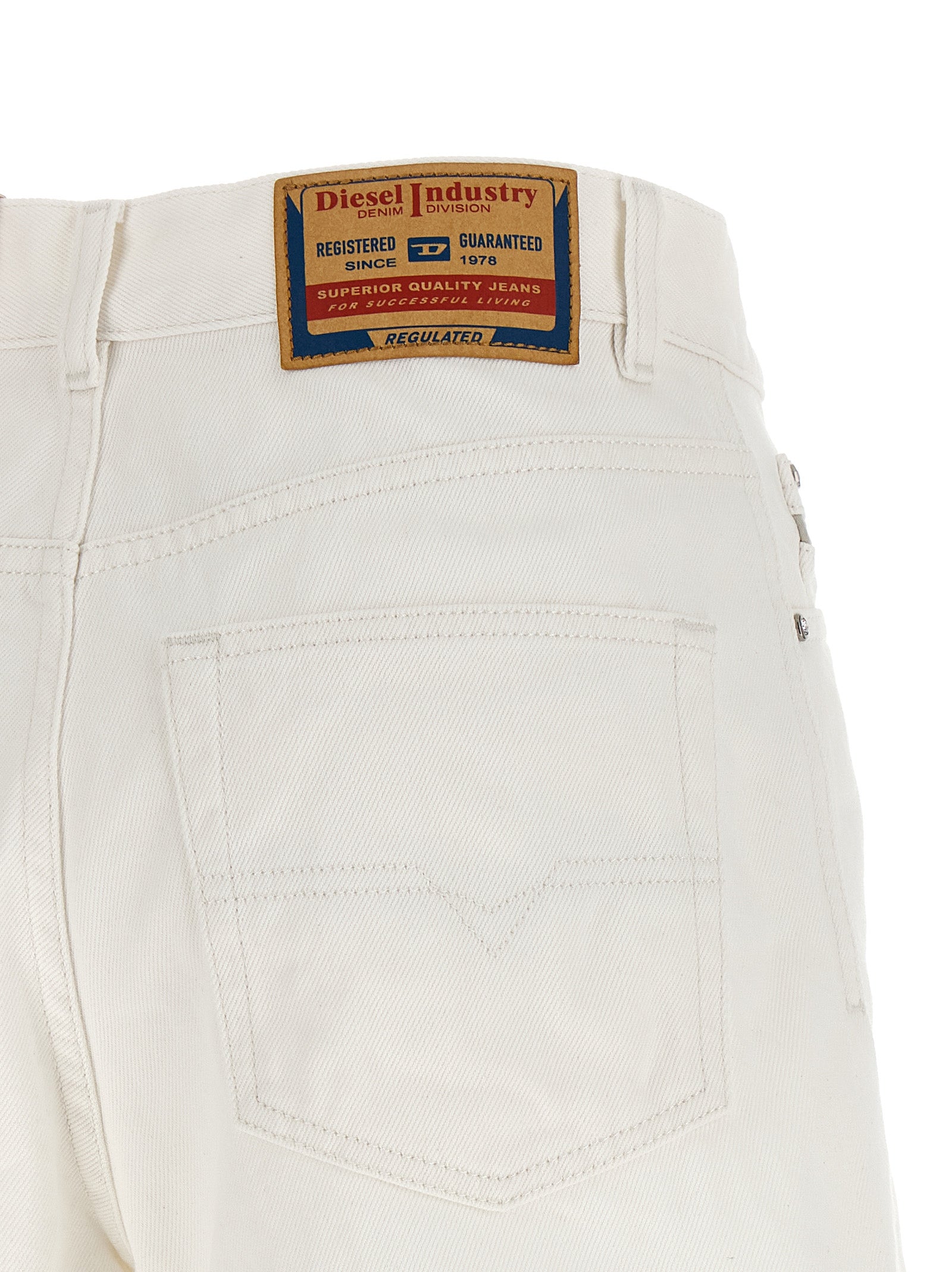 Diesel White Cotton Bermuda Shorts