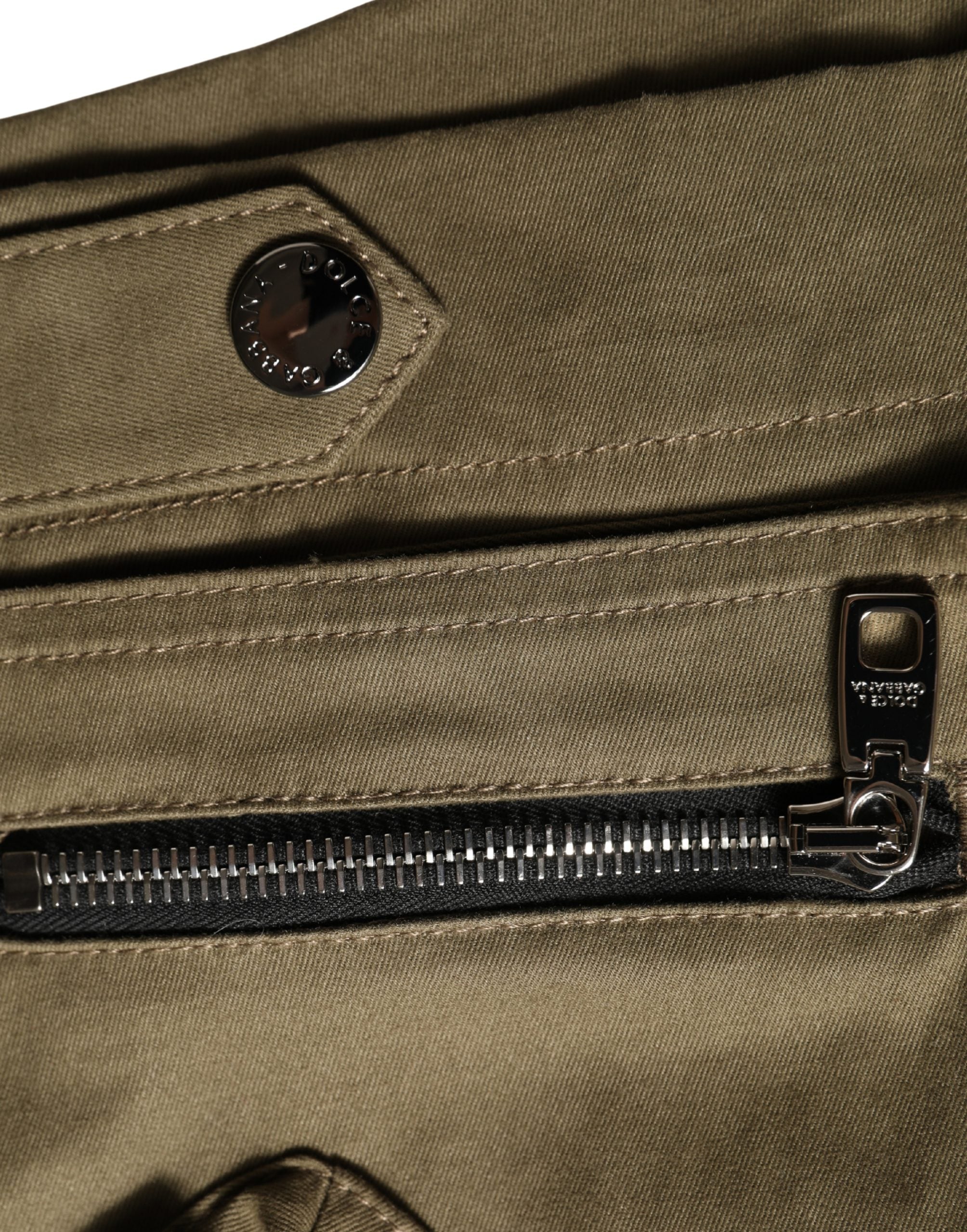 Dolce & Gabbana Green Cotton Mid Rise Cargo Hot Pants Shorts