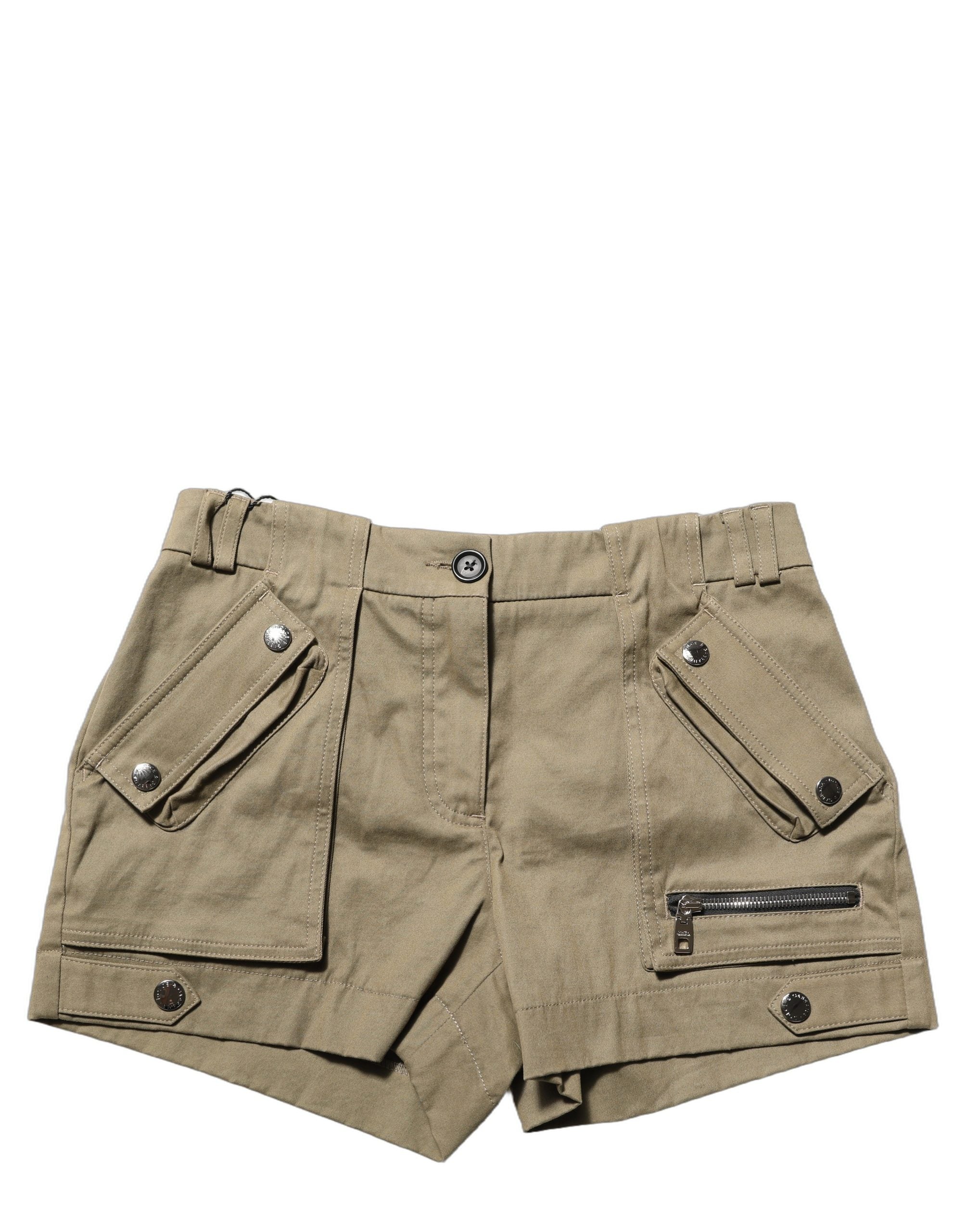 Dolce & Gabbana Green Cotton Mid Rise Cargo Hot Pants Shorts
