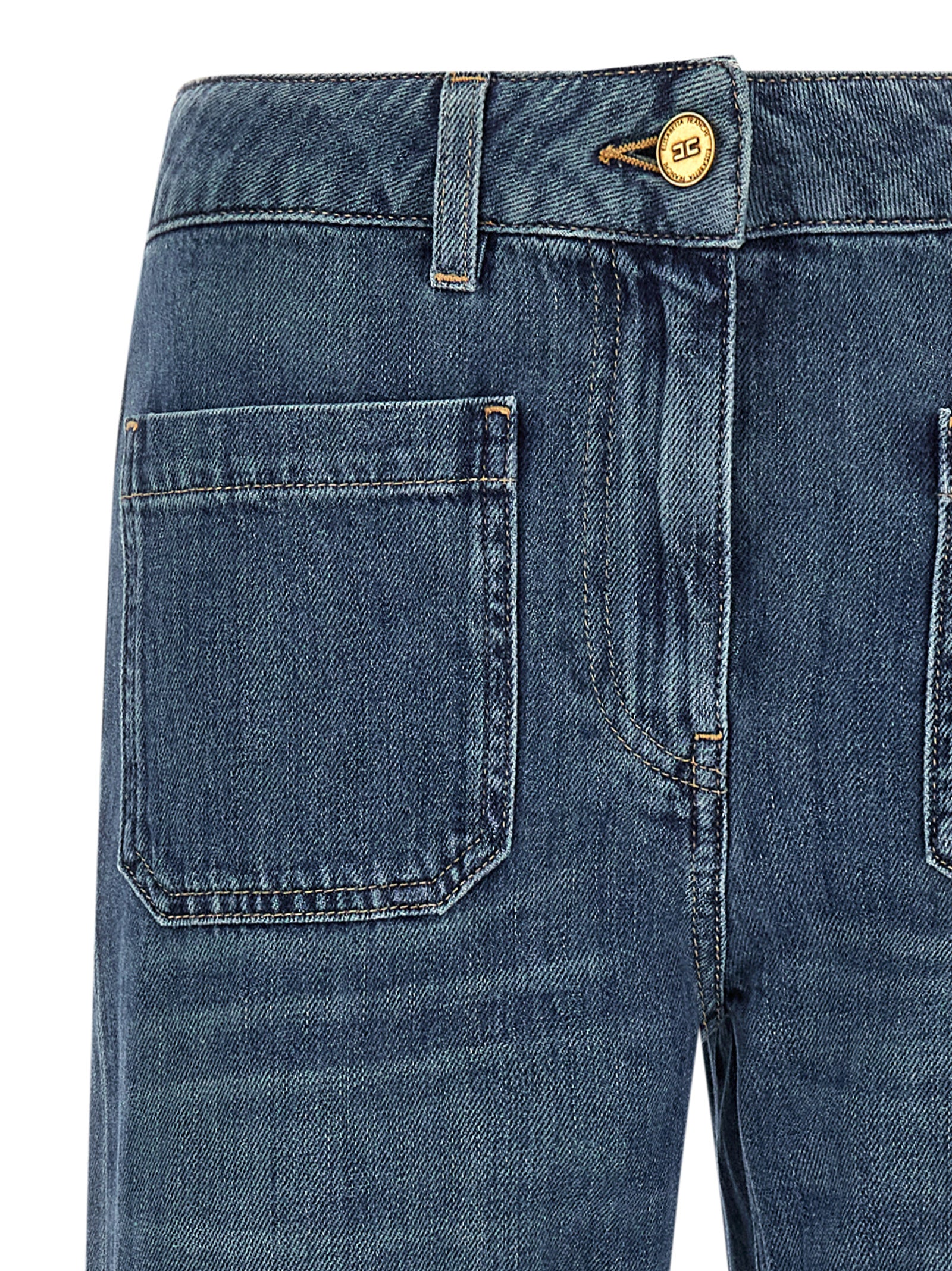 Elisabetta Franchi Blue Cotton Straight-Leg Jeans