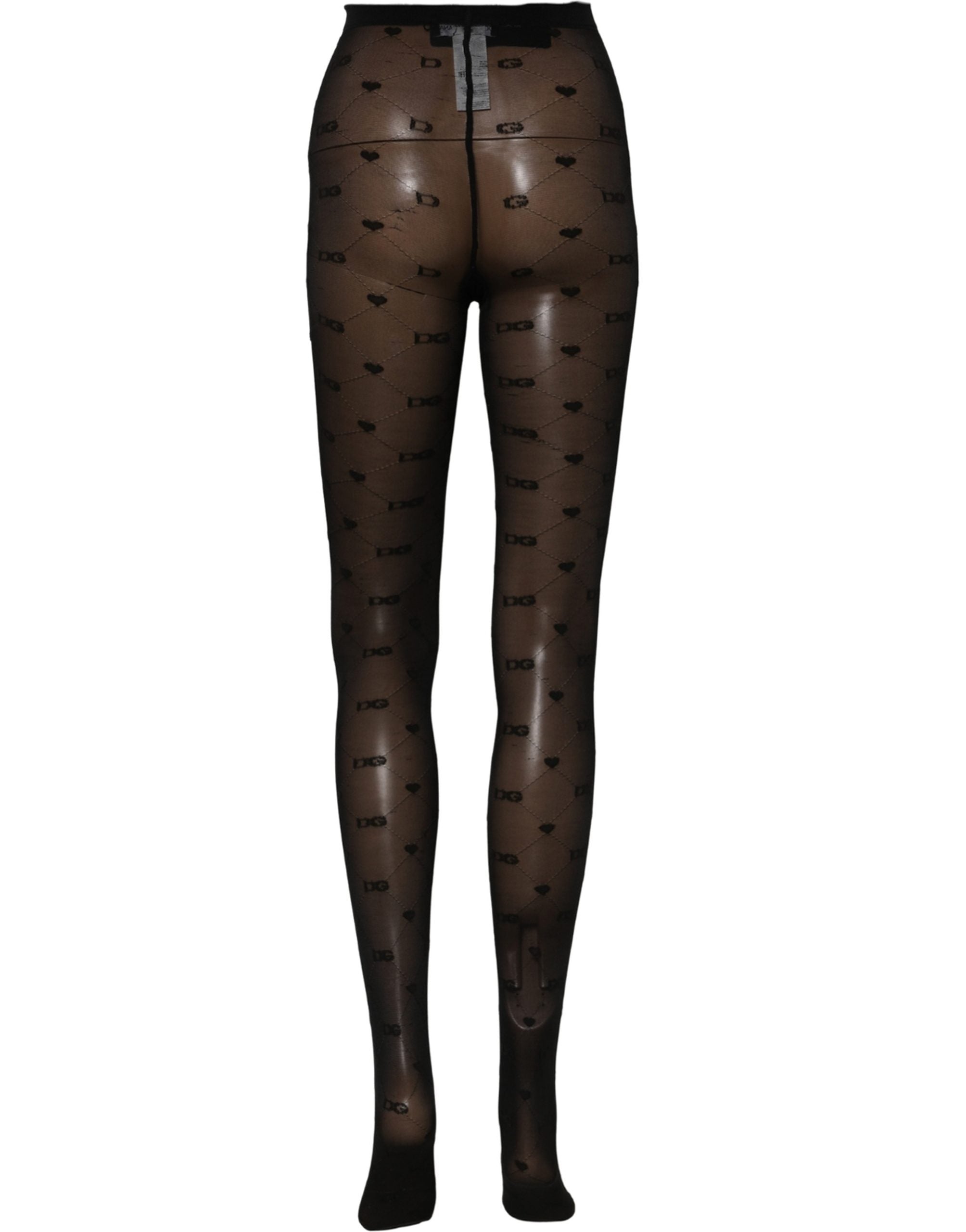 Dolce & Gabbana Black Nylon Logo Tights Stocking Pantyhose Socks