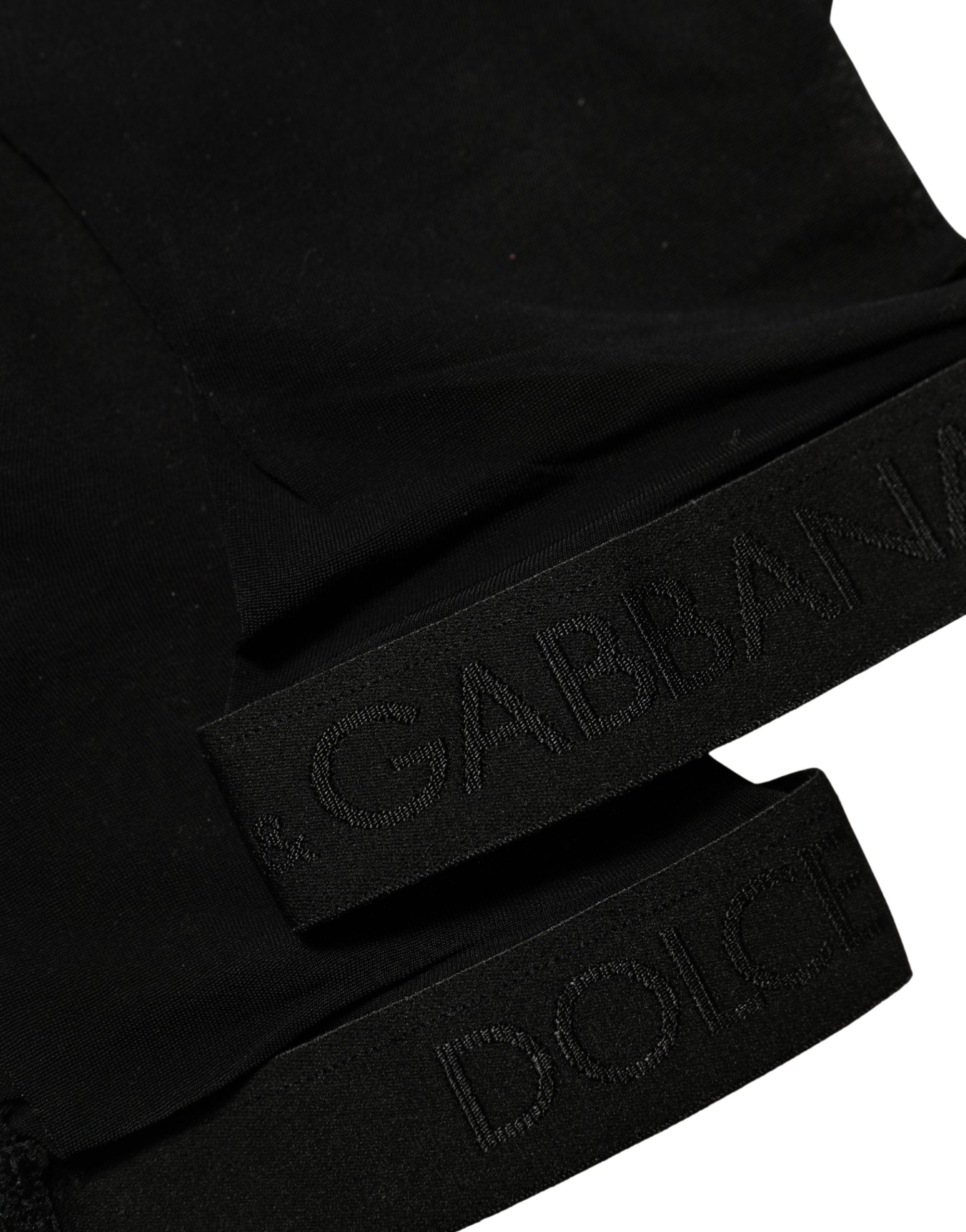 Dolce & Gabbana Black Nylon Logo Calf Long Women Accessory Socks