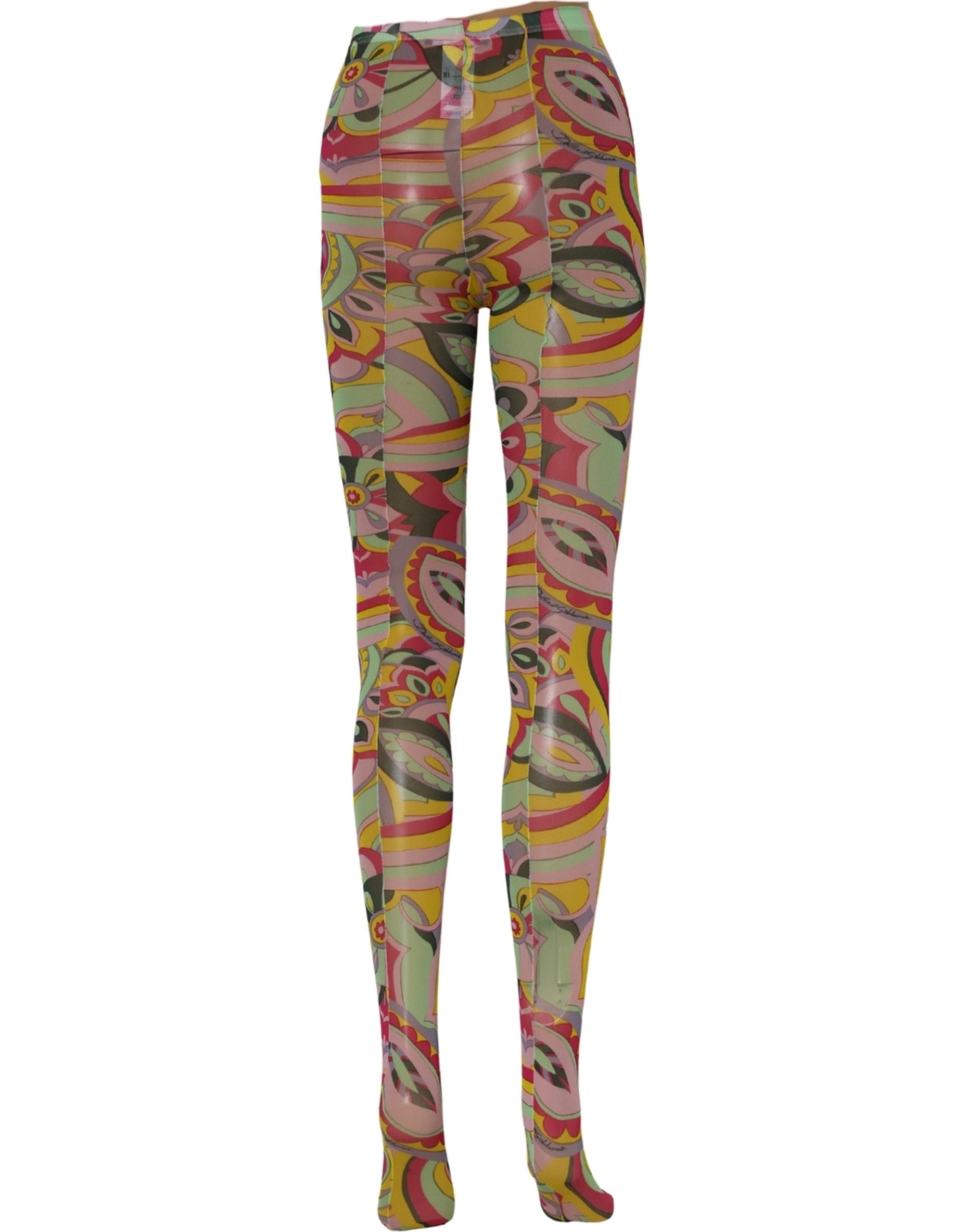 Dolce & Gabbana Multicolor Floral Print Tights Stockings Socks