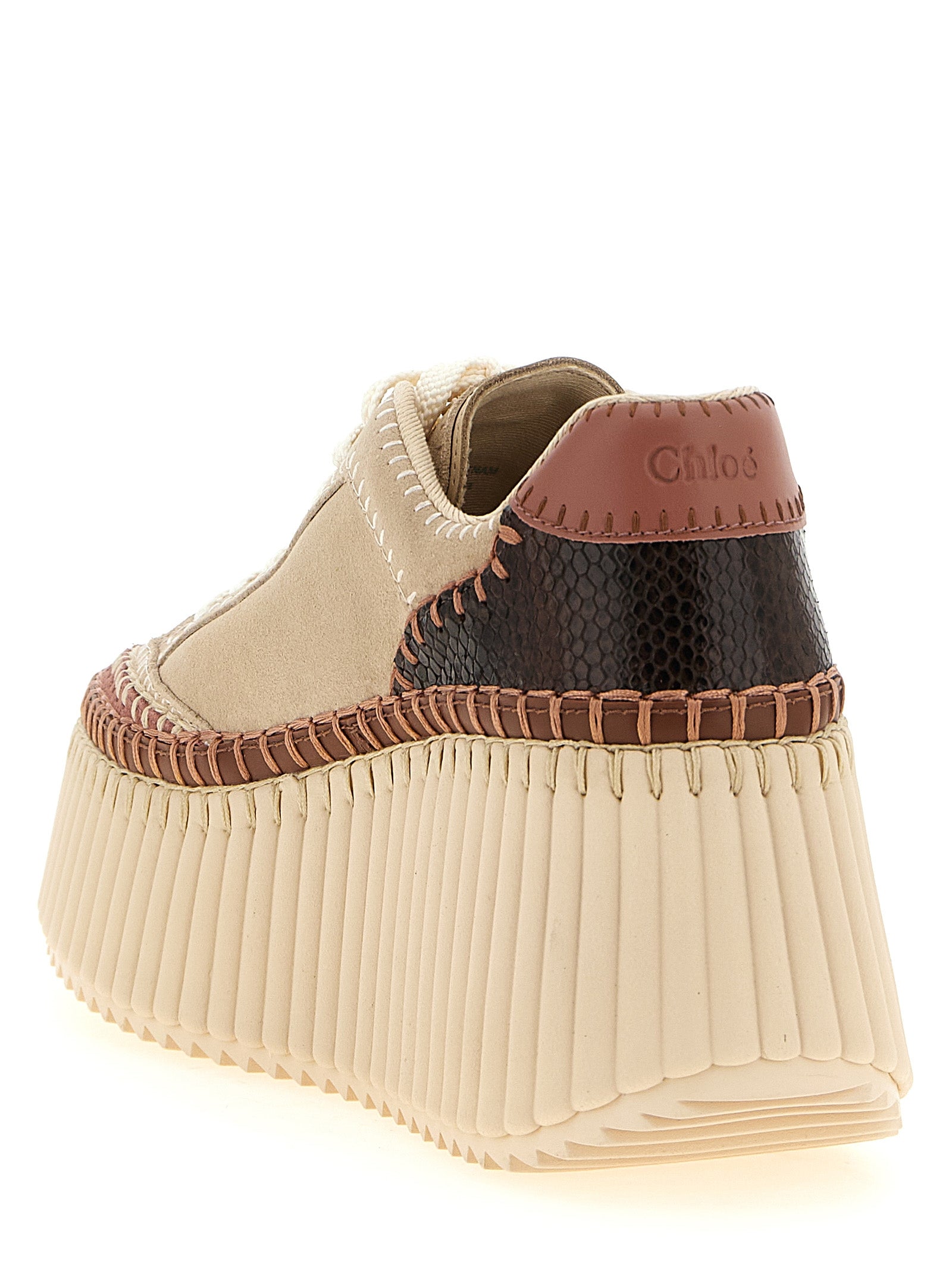 Chloé Beige Polyester Wedge Sandals