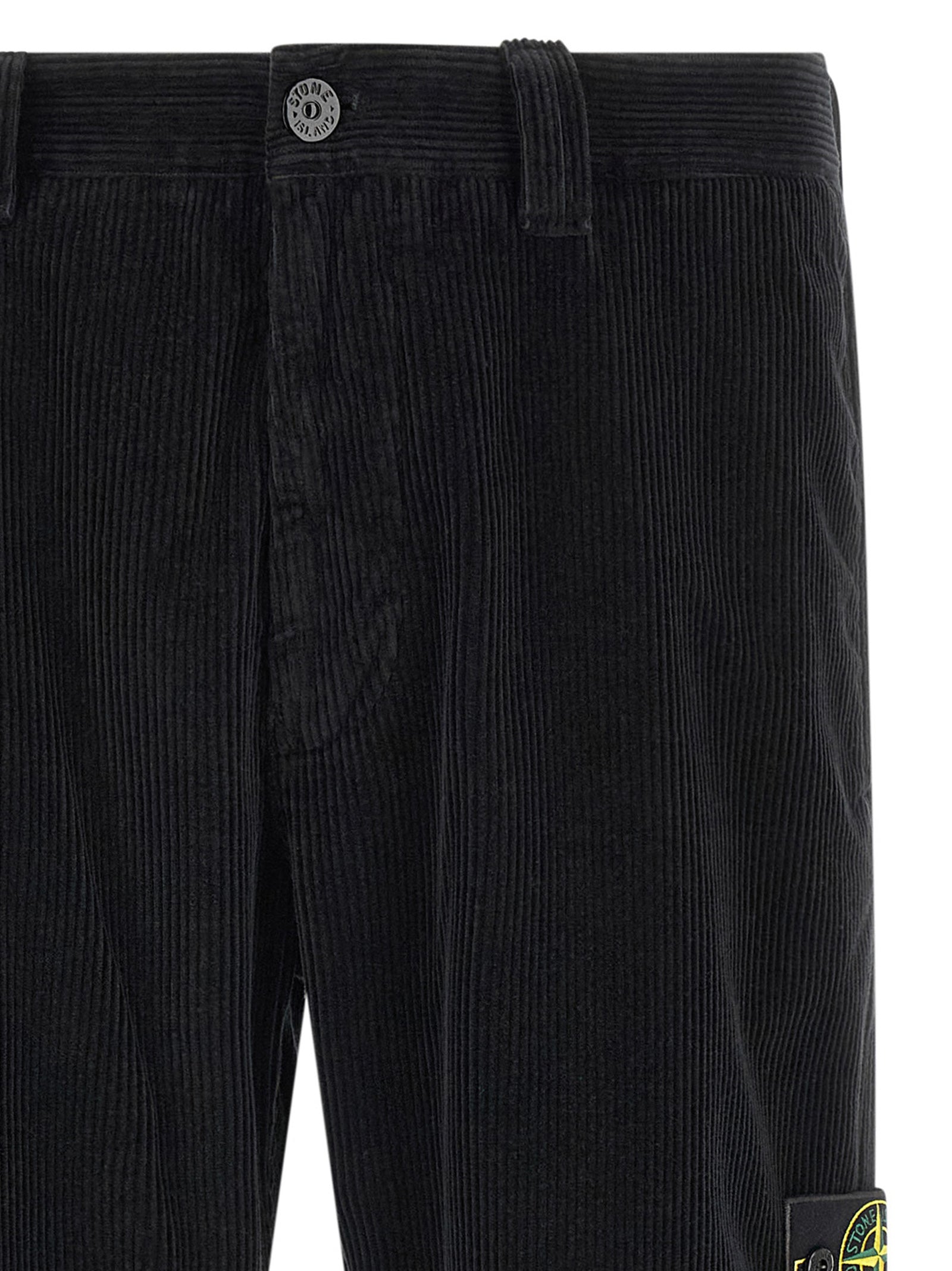 Stone Island Black Cotton Casual Pants
