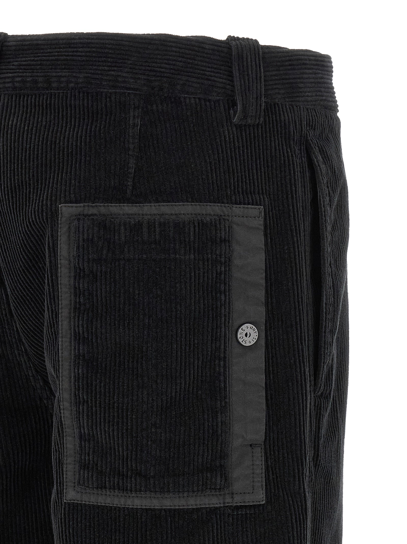 Stone Island Black Cotton Casual Pants