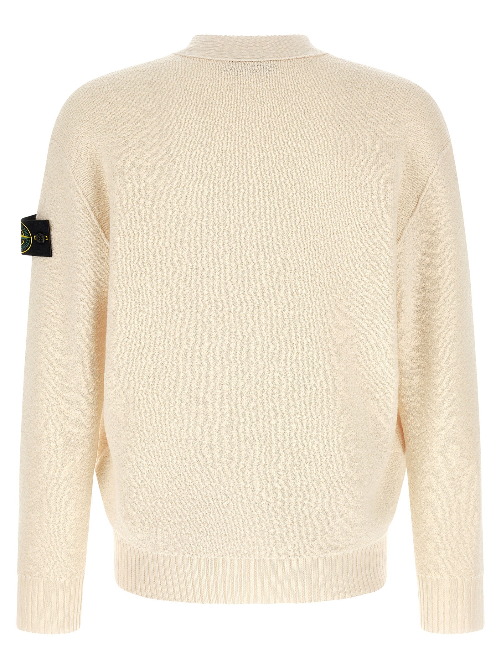 Stone Island White Virgin Wool Cardigan