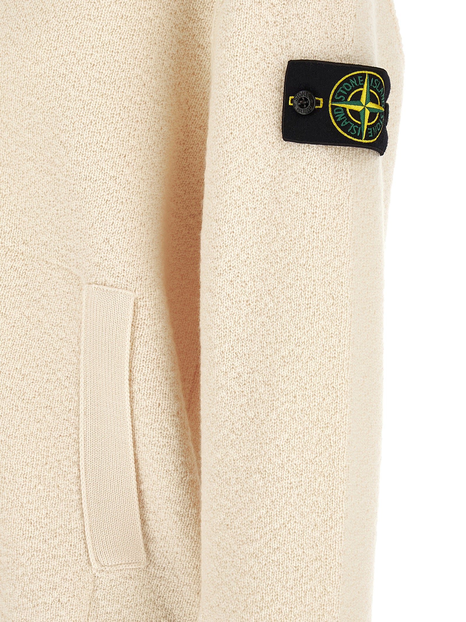 Stone Island White Virgin Wool Cardigan