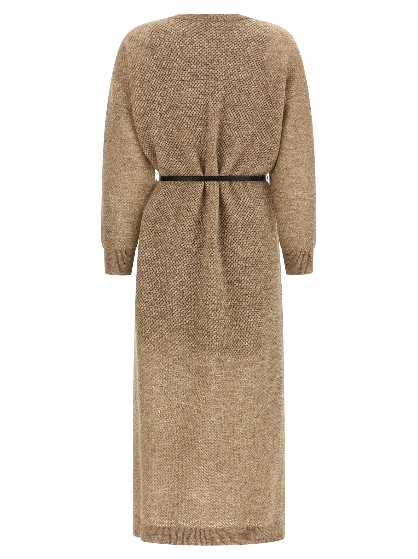 Brunello Cucinelli Beige Wool Midi Dress