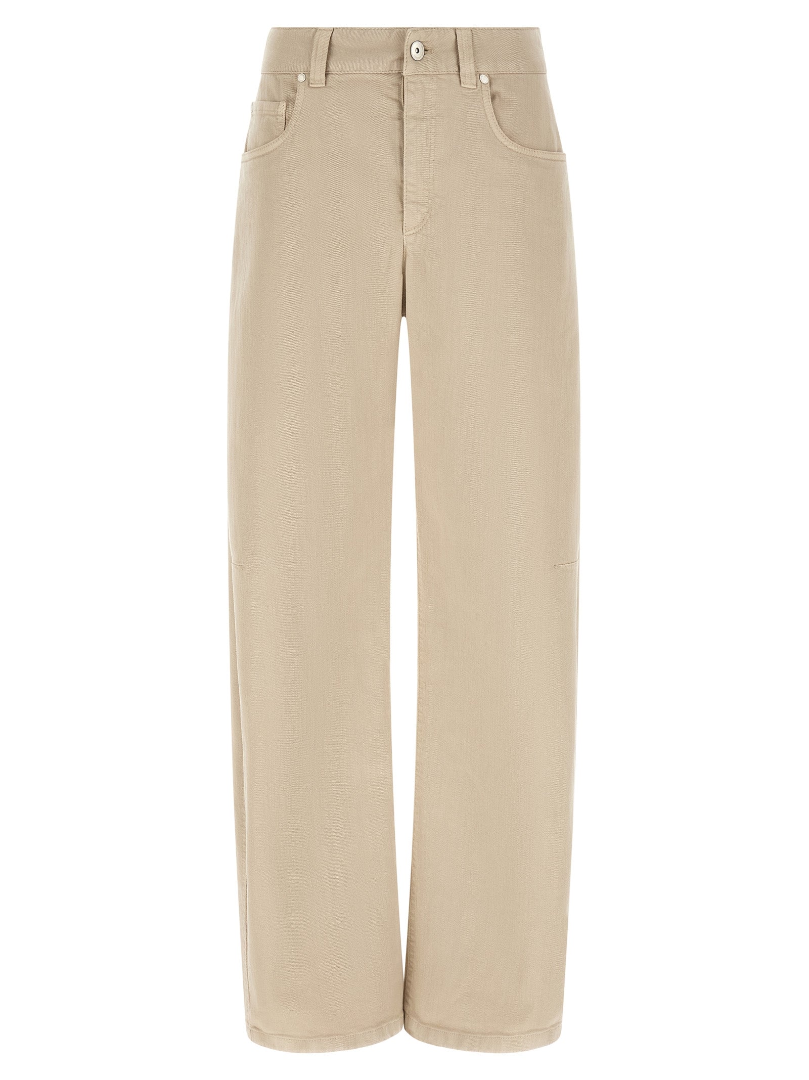 Brunello Cucinelli Beige Cotton Relaxed Fit Jeans