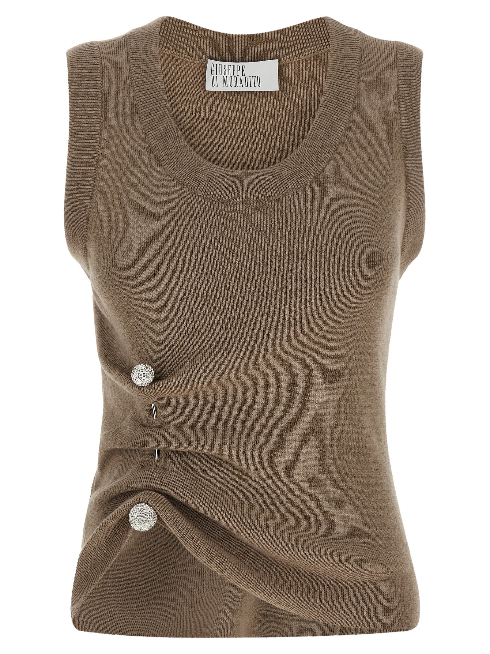 Giuseppe Di Morabito Beige Virgin Wool Sleeveles T-Shirt