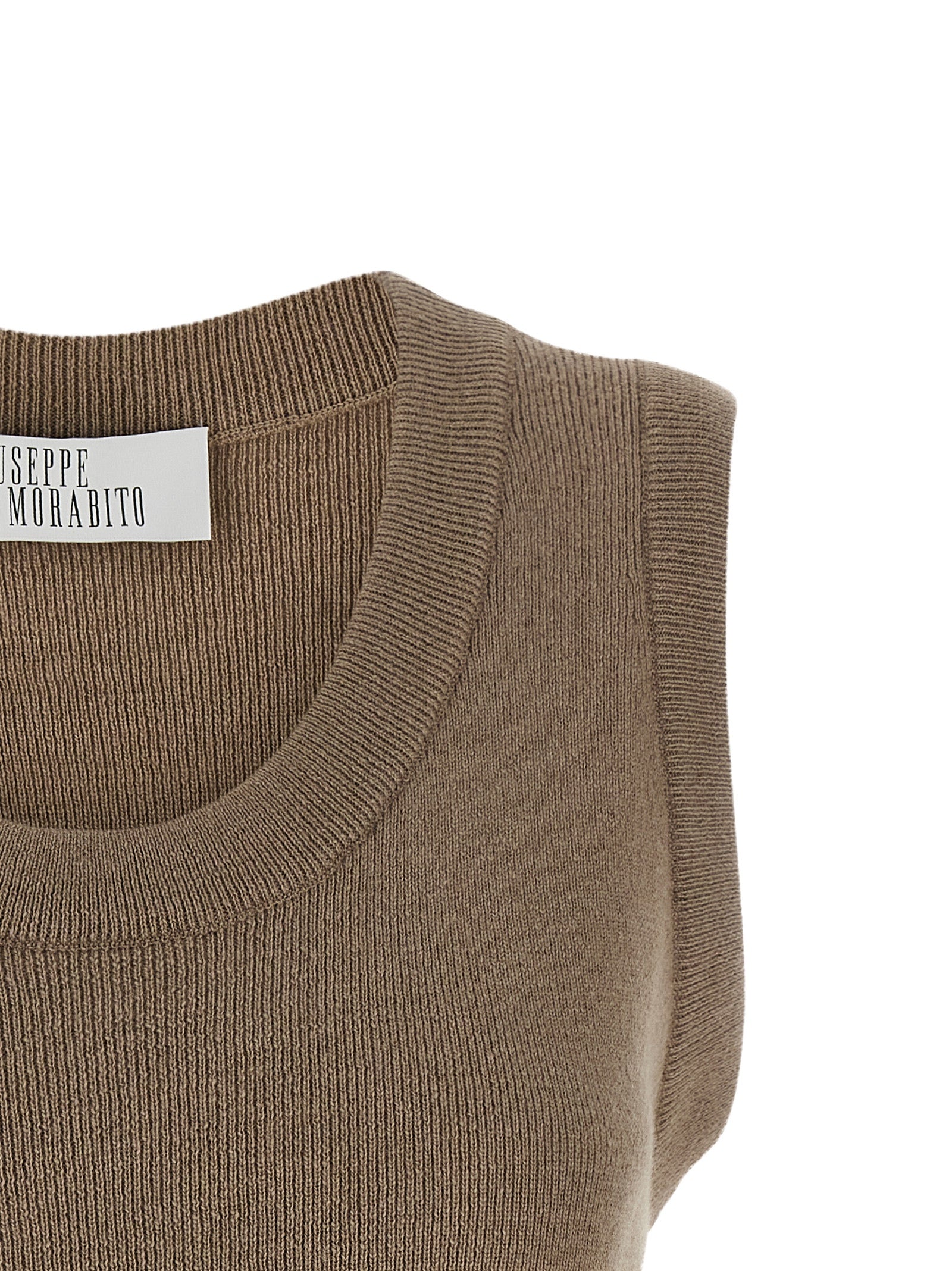 Giuseppe Di Morabito Beige Virgin Wool Sleeveles T-Shirt